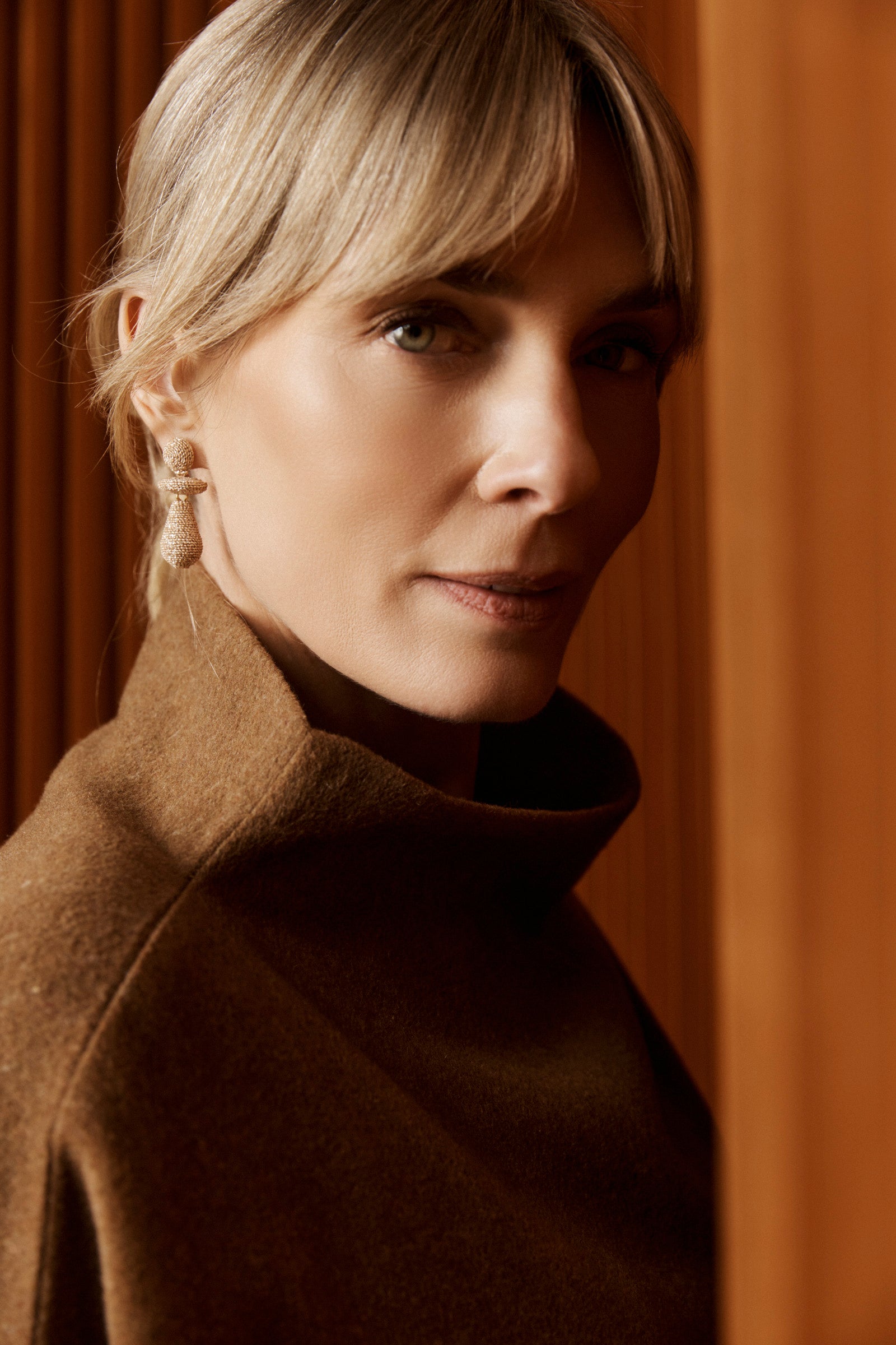 Berber Woven Earring - Gold Bead