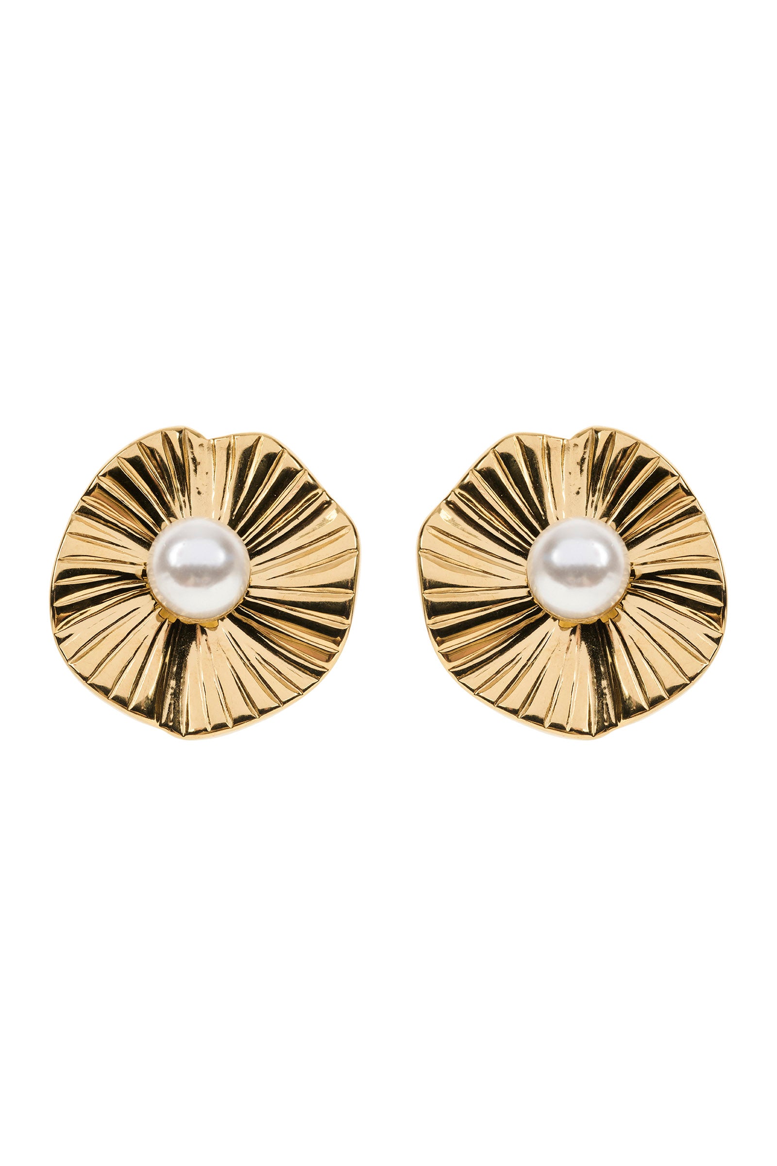 San Pearl Earring - Gold Flora