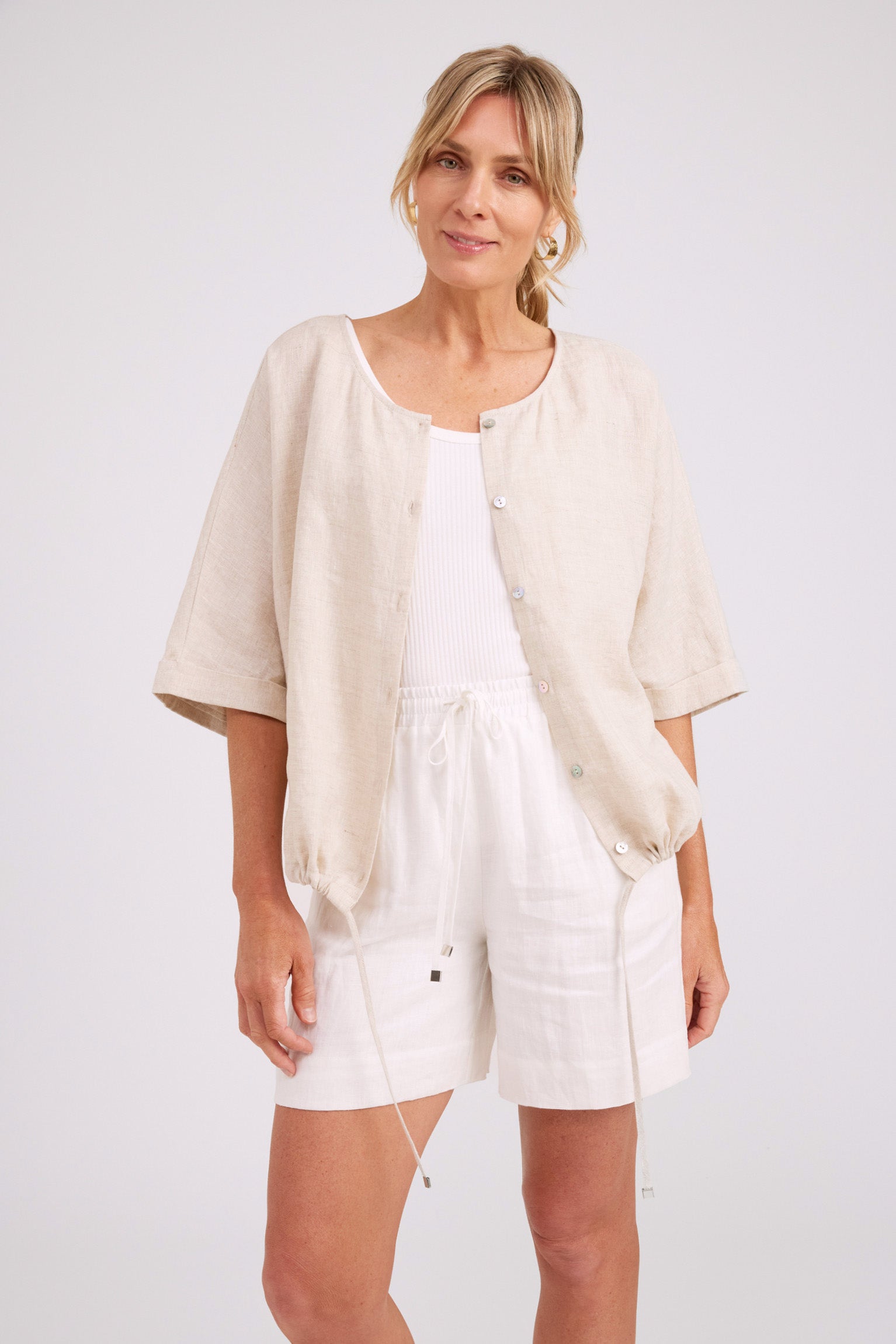 Studio Button Top/Jacket - Tusk