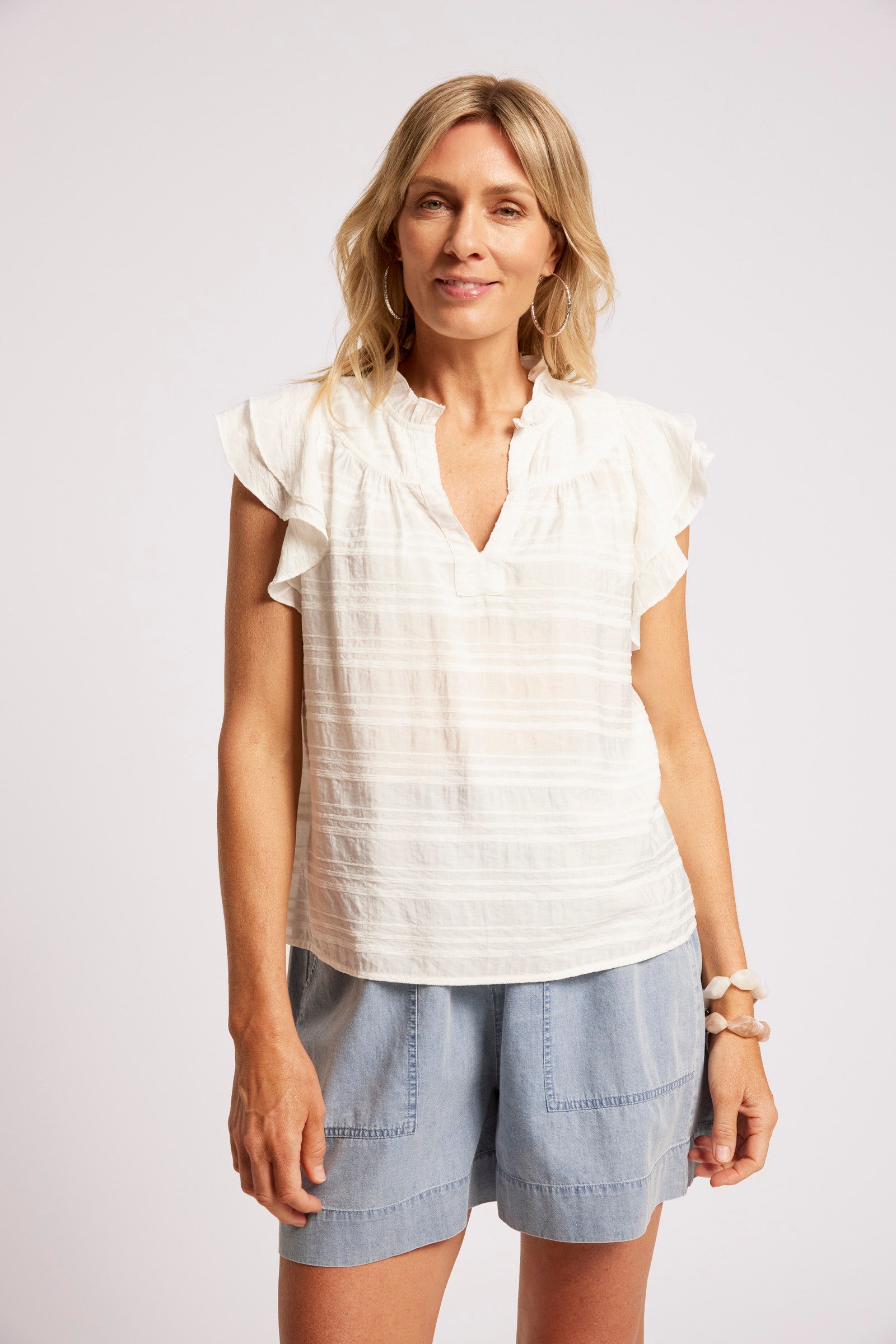 Sovana Frill Tank - White