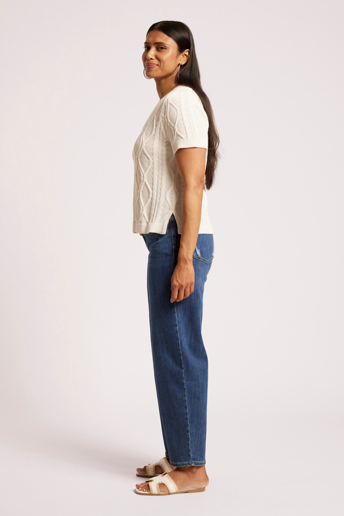 Casa Cable V Knit - White