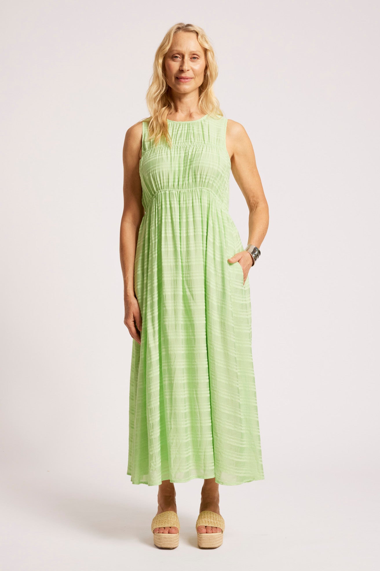 Sovana Ruched Maxi Dress - Mint