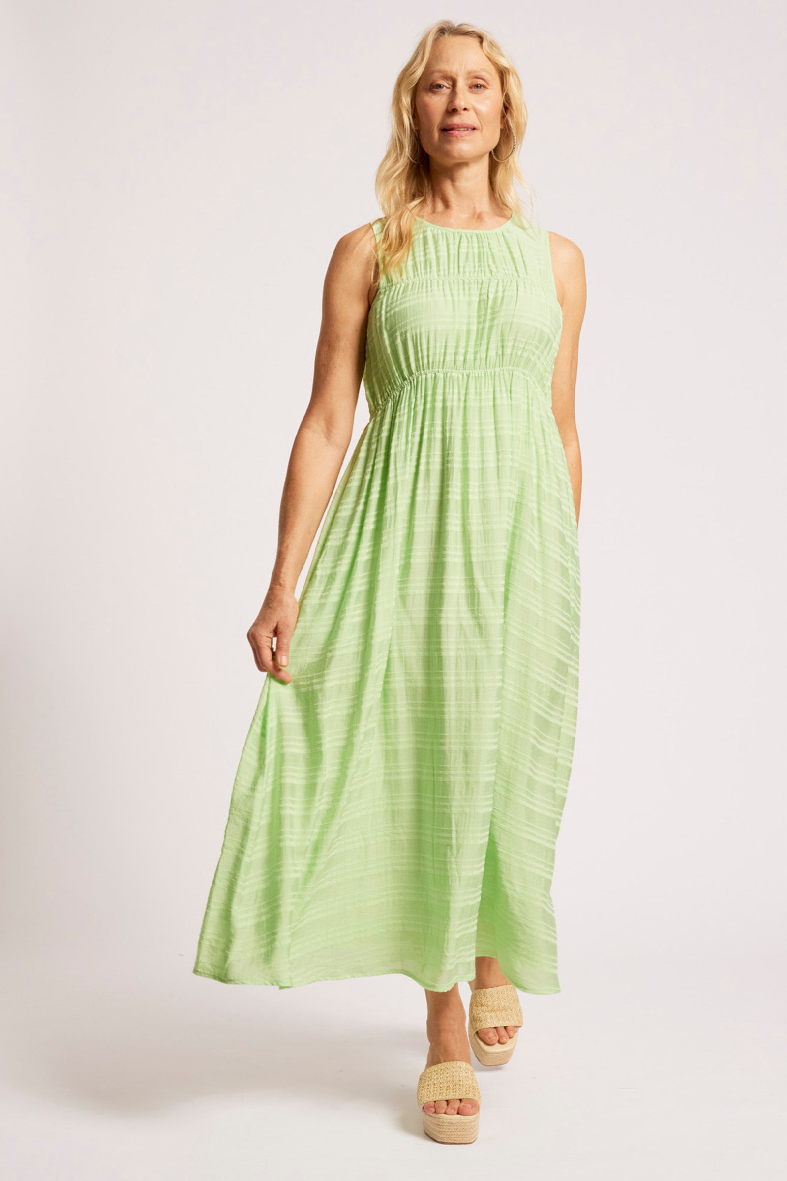 Sovana Ruched Maxi Dress - Mint