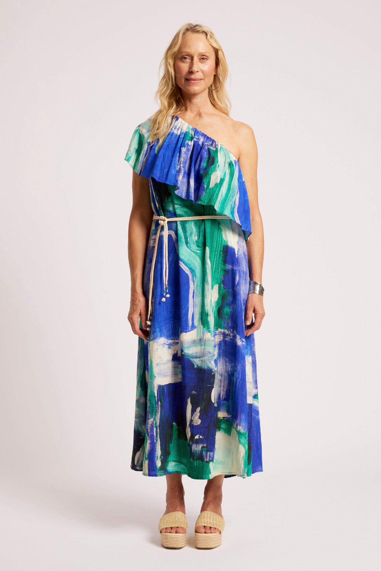 Palmera Off Shoulder Dress - Seafoam