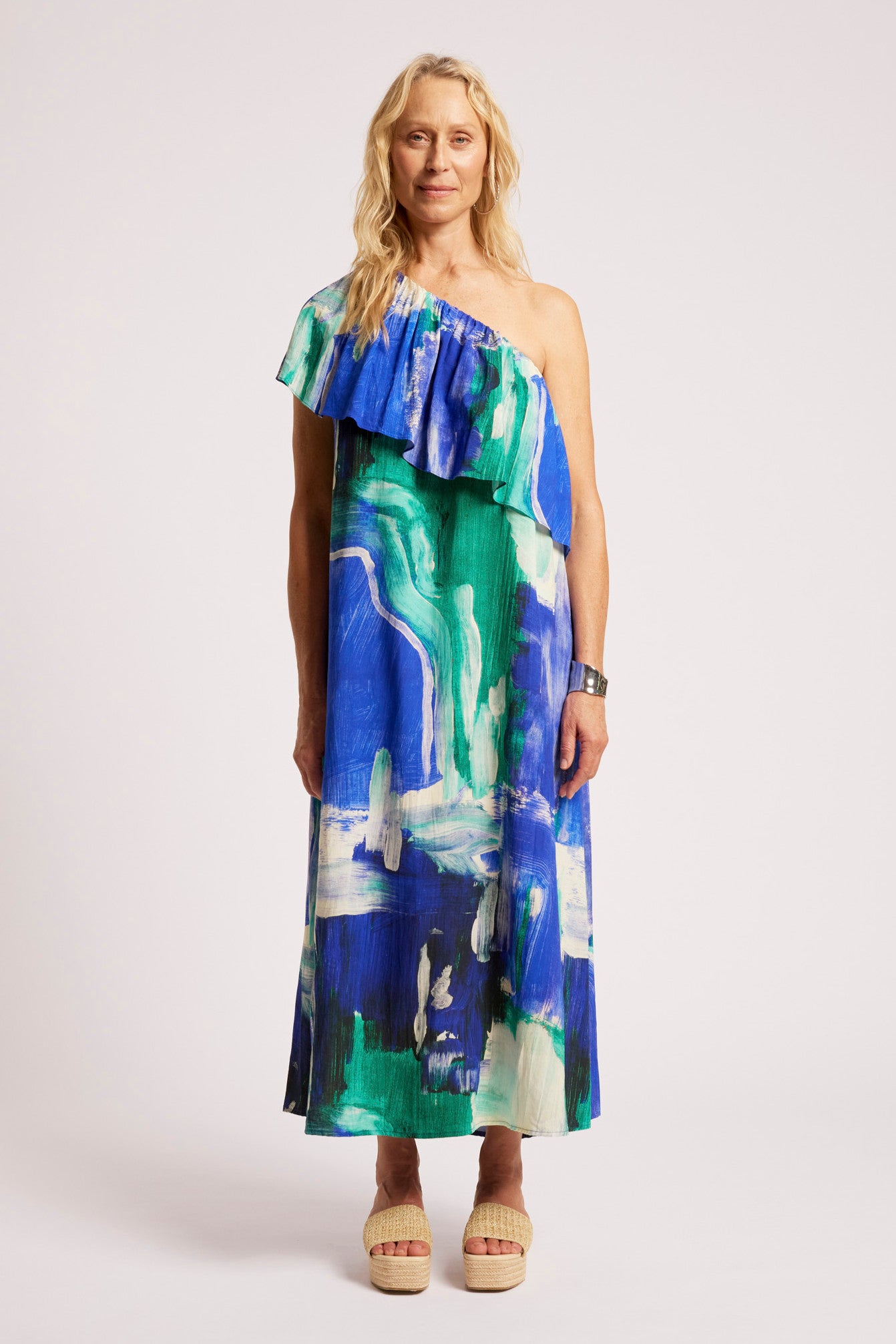 Palmera Off Shoulder Dress - Seafoam