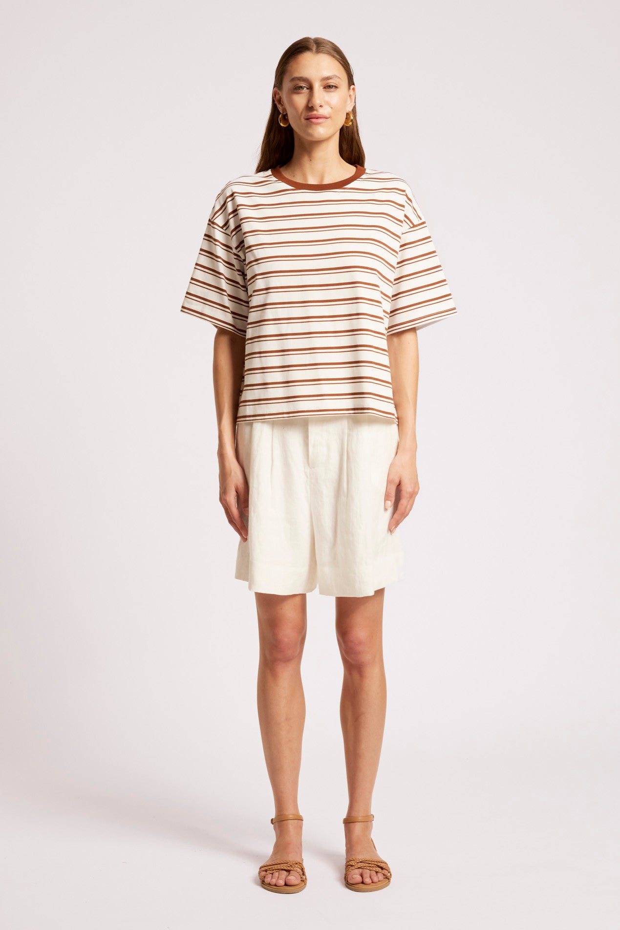 Paloma Striped Tshirt - Dune / White