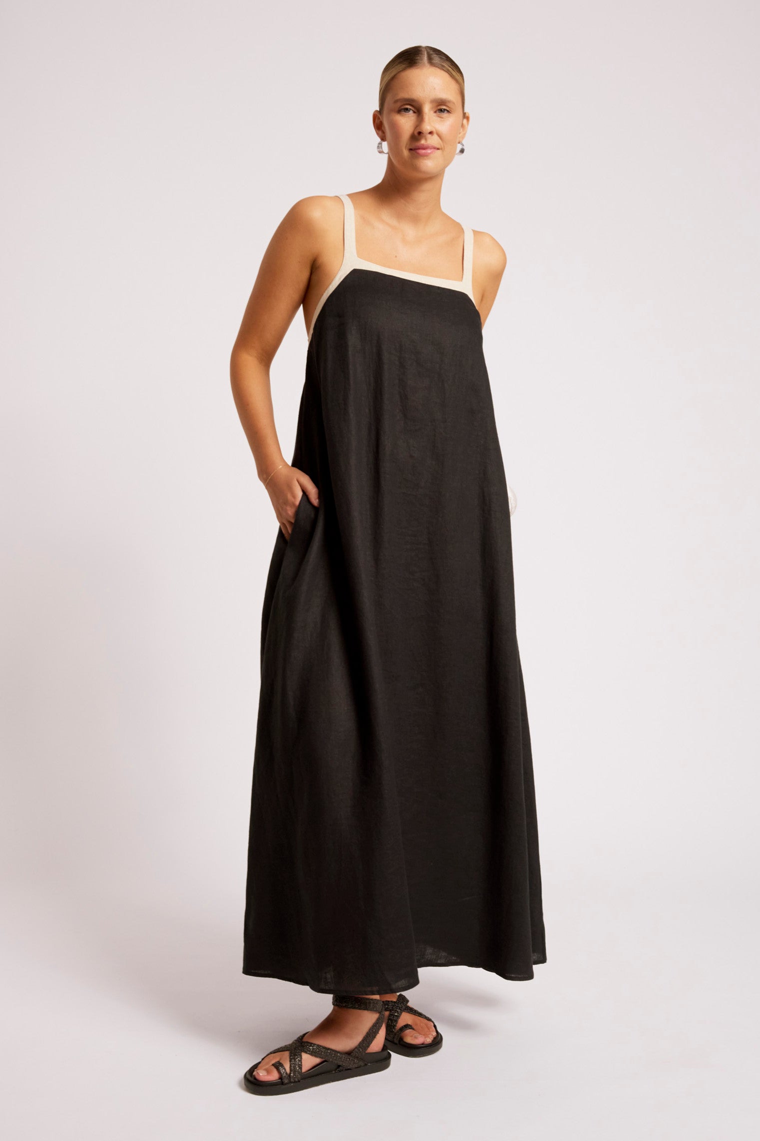 Maris Splice Tank Maxi Dress - Black / Tusk