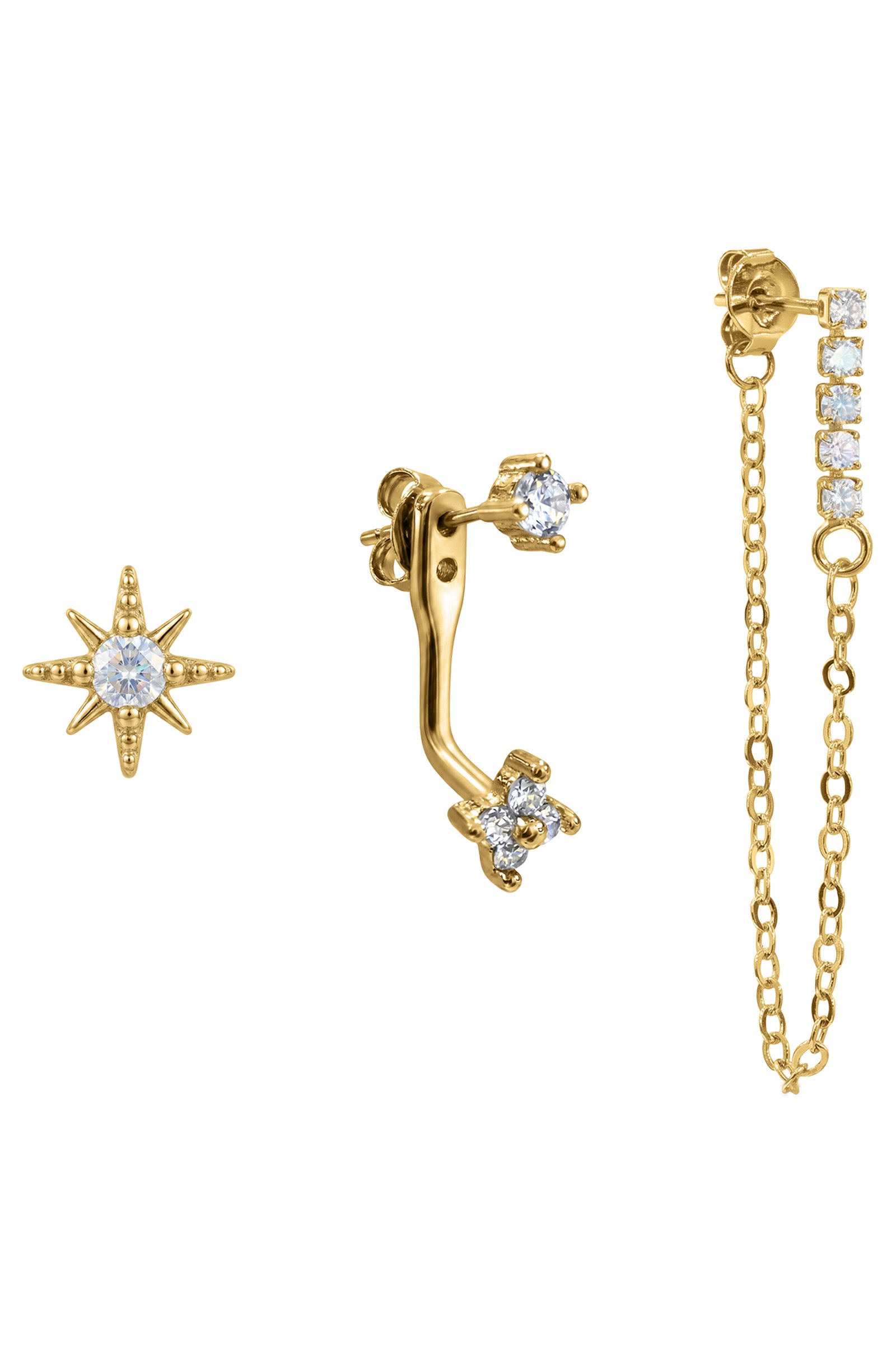 Heritage Trio Earrings - Chain Gold