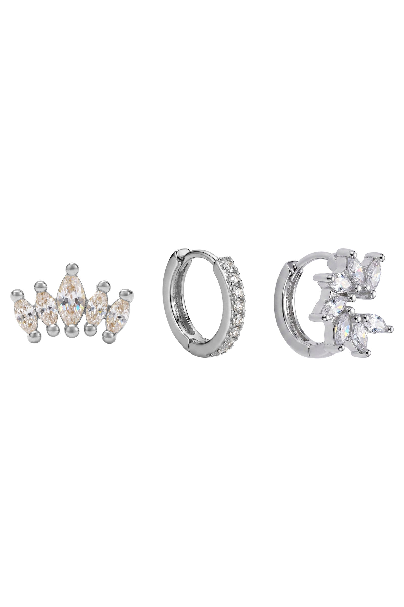 Heritage Trio Earrings - Crown Silver