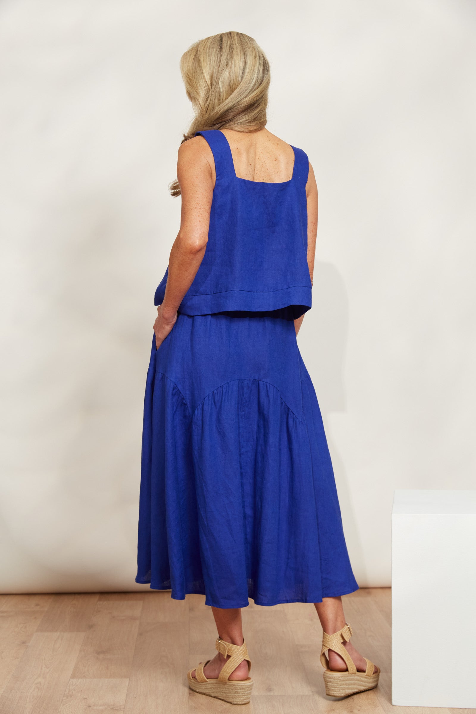 Halcyon Tank - Cobalt - eb&ive Clothing - Top Sleeveless Linen