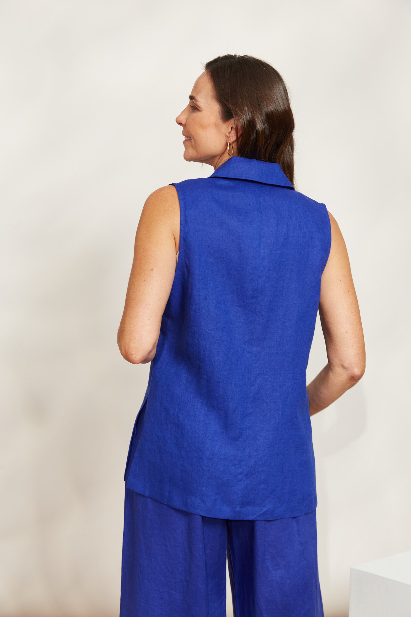 Halcyon Vest - Cobalt - eb&ive Clothing - Vest Linen