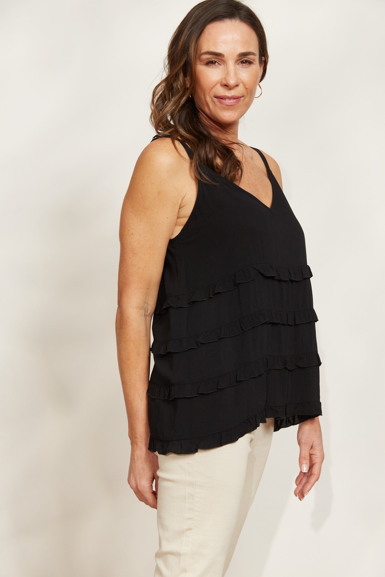 La Mer Frill Tank - Sable - eb&ive Clothing - Top Sleeveless