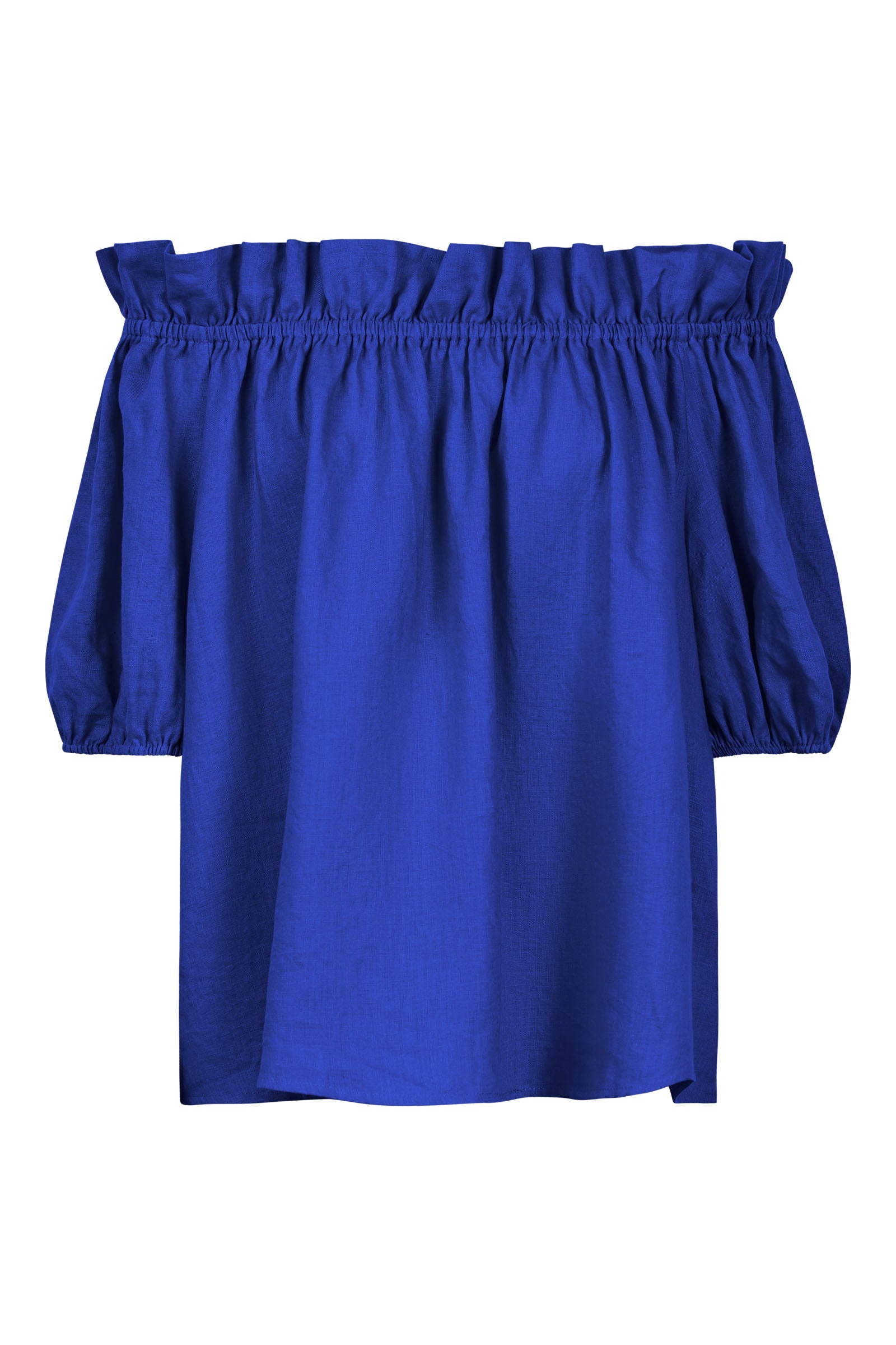 Halcyon Ruched Top - Cobalt - eb&ive Clothing - Top Cap Sleeve Linen