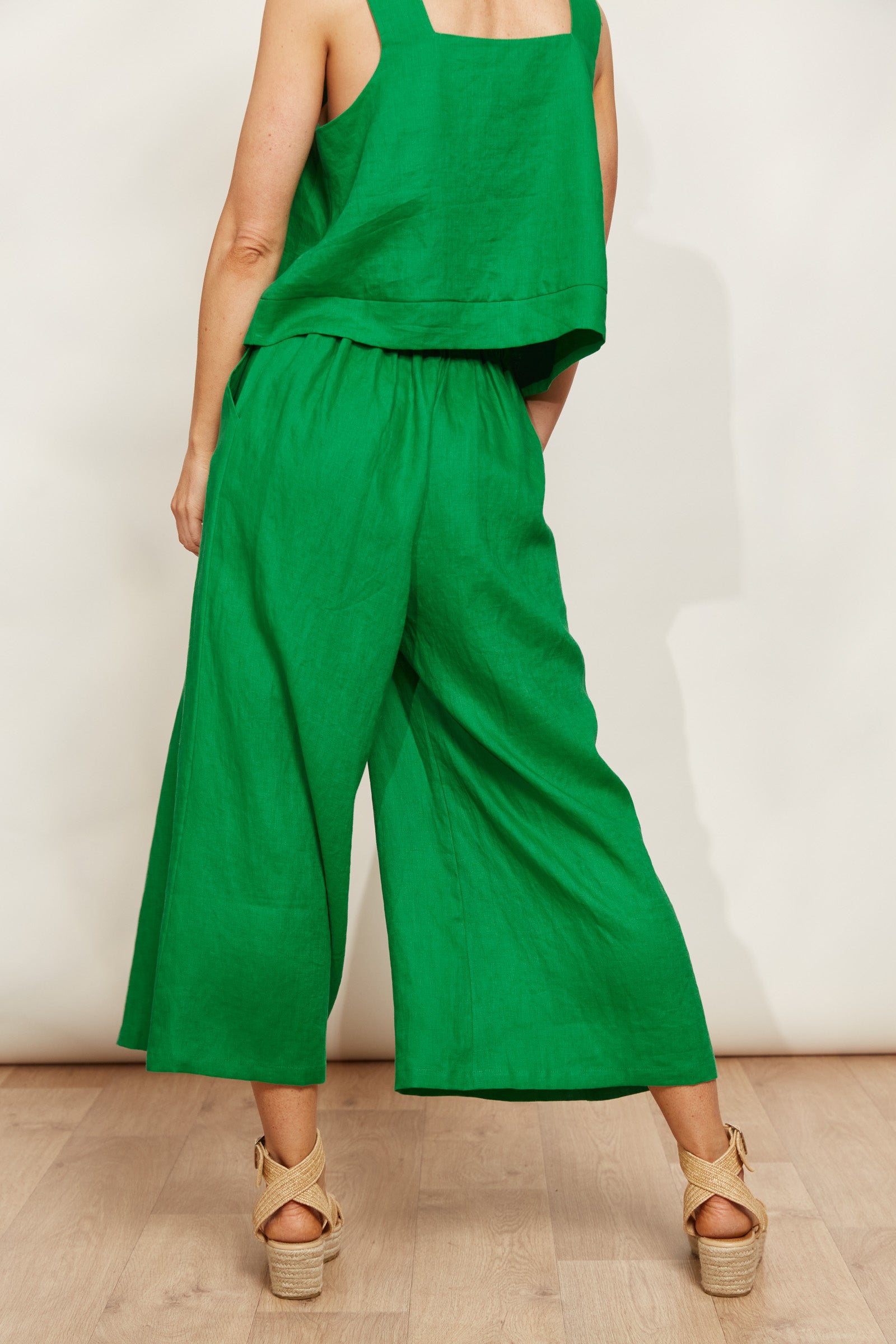 Halcyon Crop Pant - Emerald - eb&ive Clothing - Pant Relaxed Crop Linen