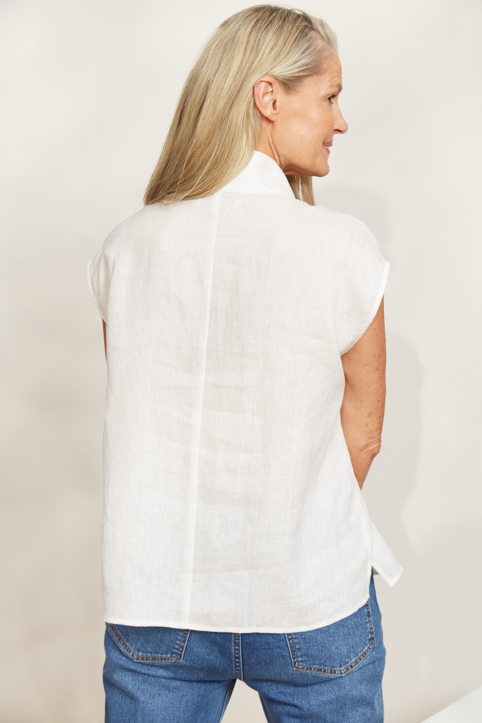 Halcyon Button Top - Opal - eb&ive Clothing - Top Sleeveless Linen