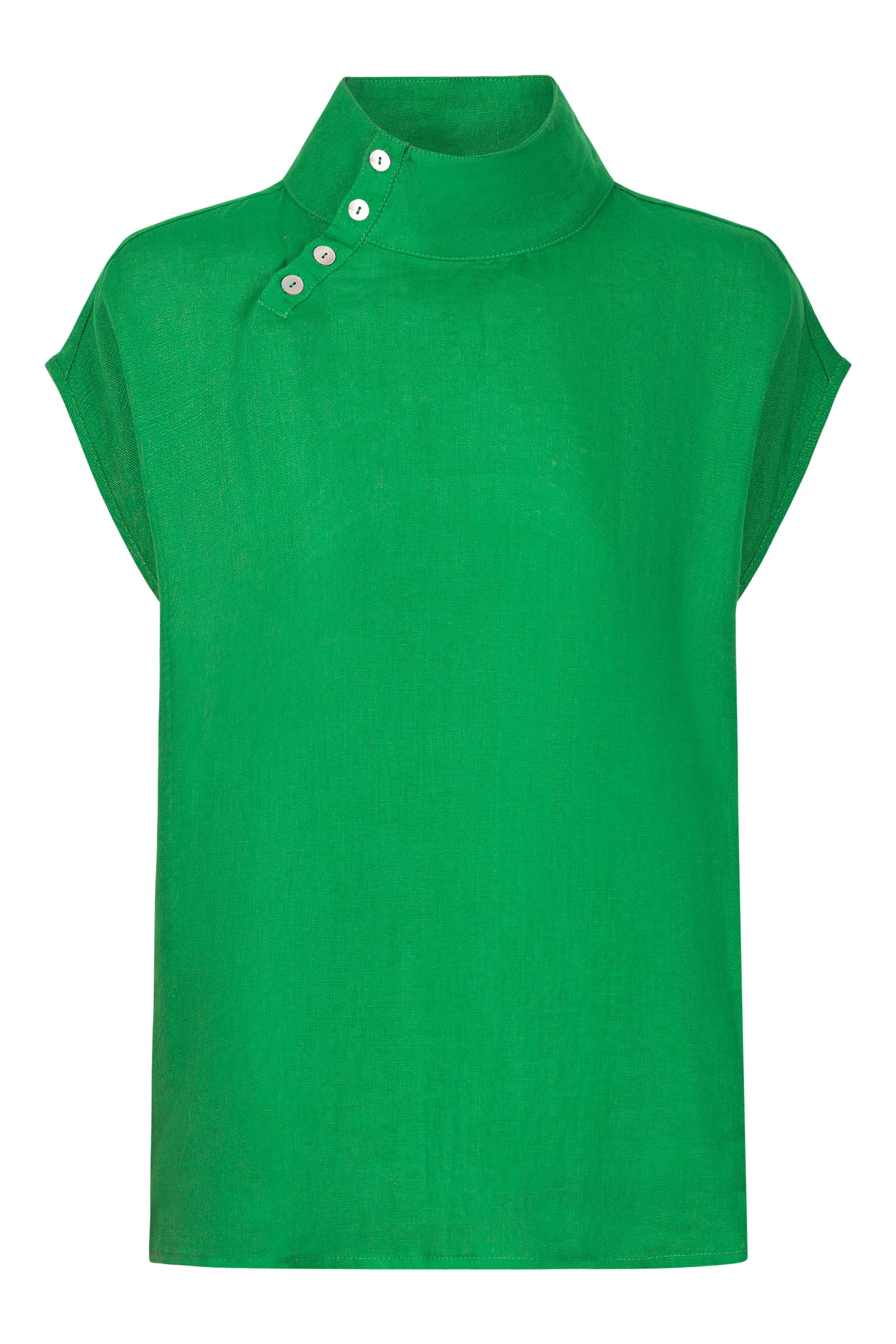 Halcyon Button Top - Emerald - eb&ive Clothing - Top Sleeveless Linen