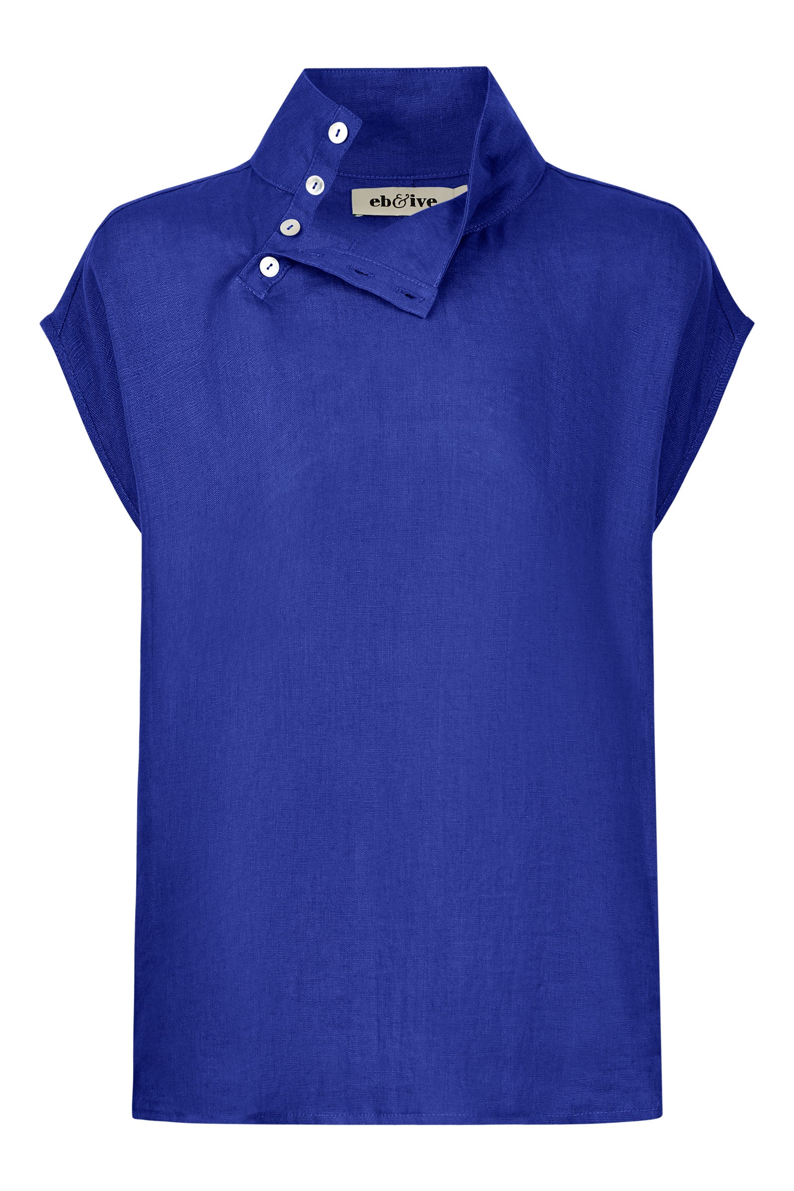 Halcyon Button Top - Cobalt - eb&ive Clothing - Top Sleeveless Linen