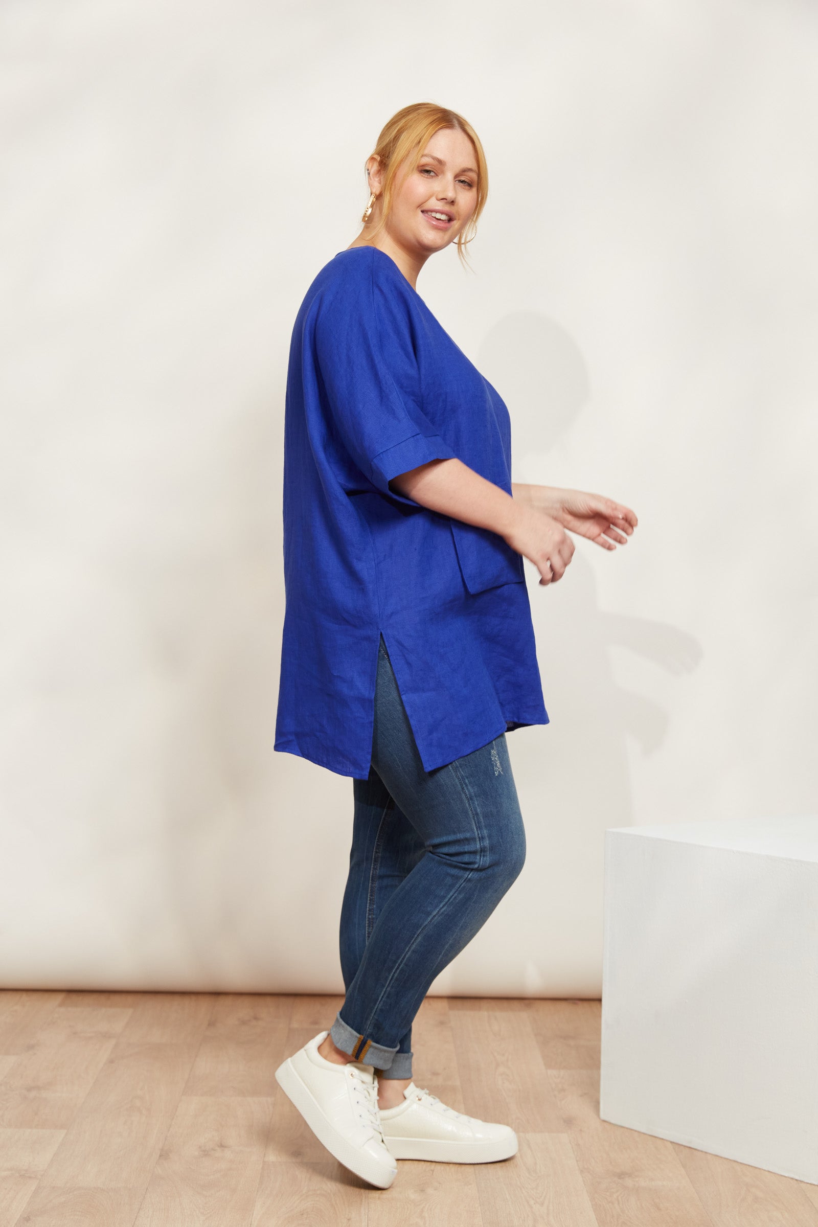 Halcyon Relaxed  Top - Cobalt - eb&ive Clothing - Top S/S Linen One Size