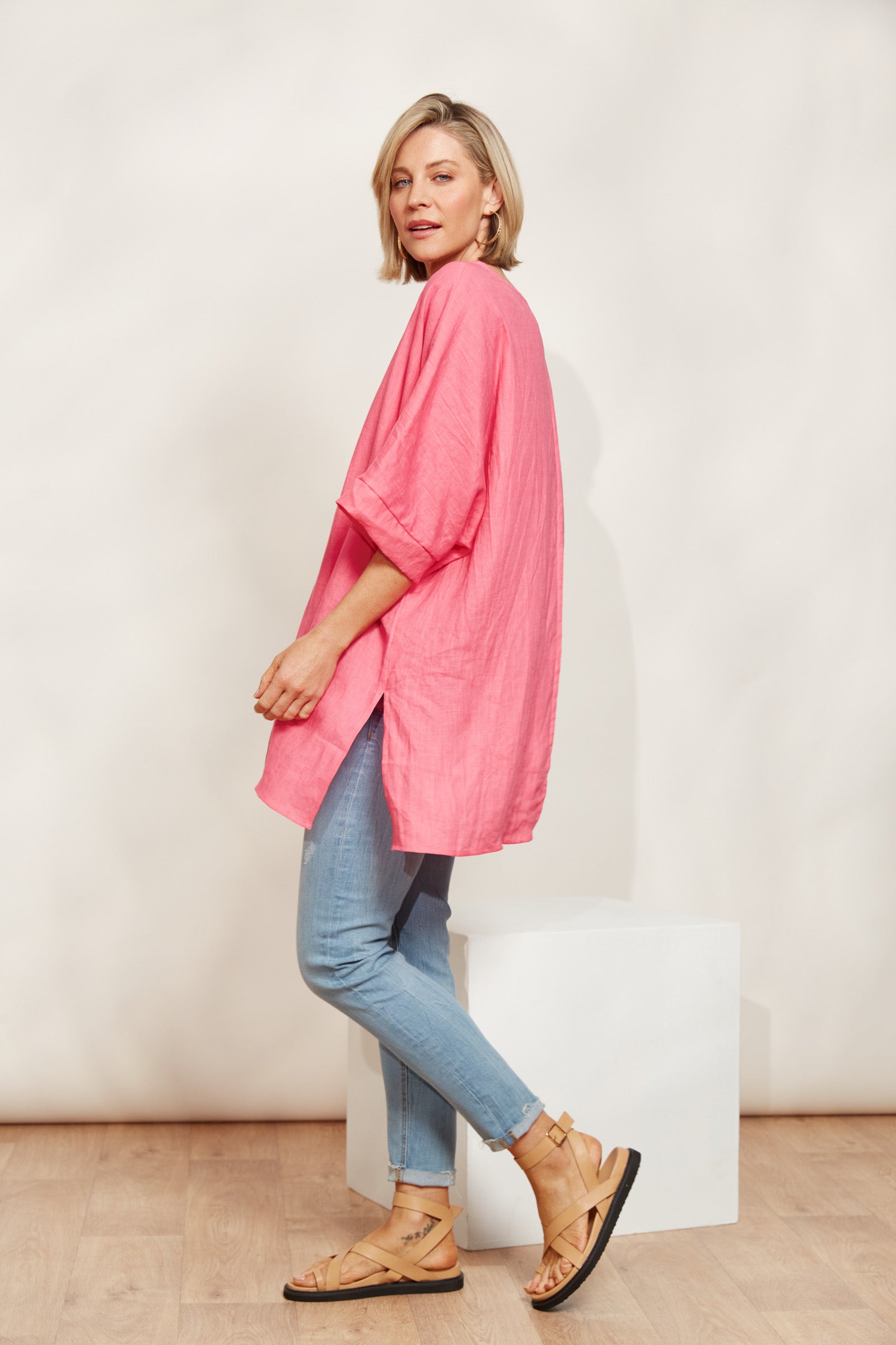 Halcyon Relaxed  Top - Musk - eb&ive Clothing - Top S/S Linen One Size