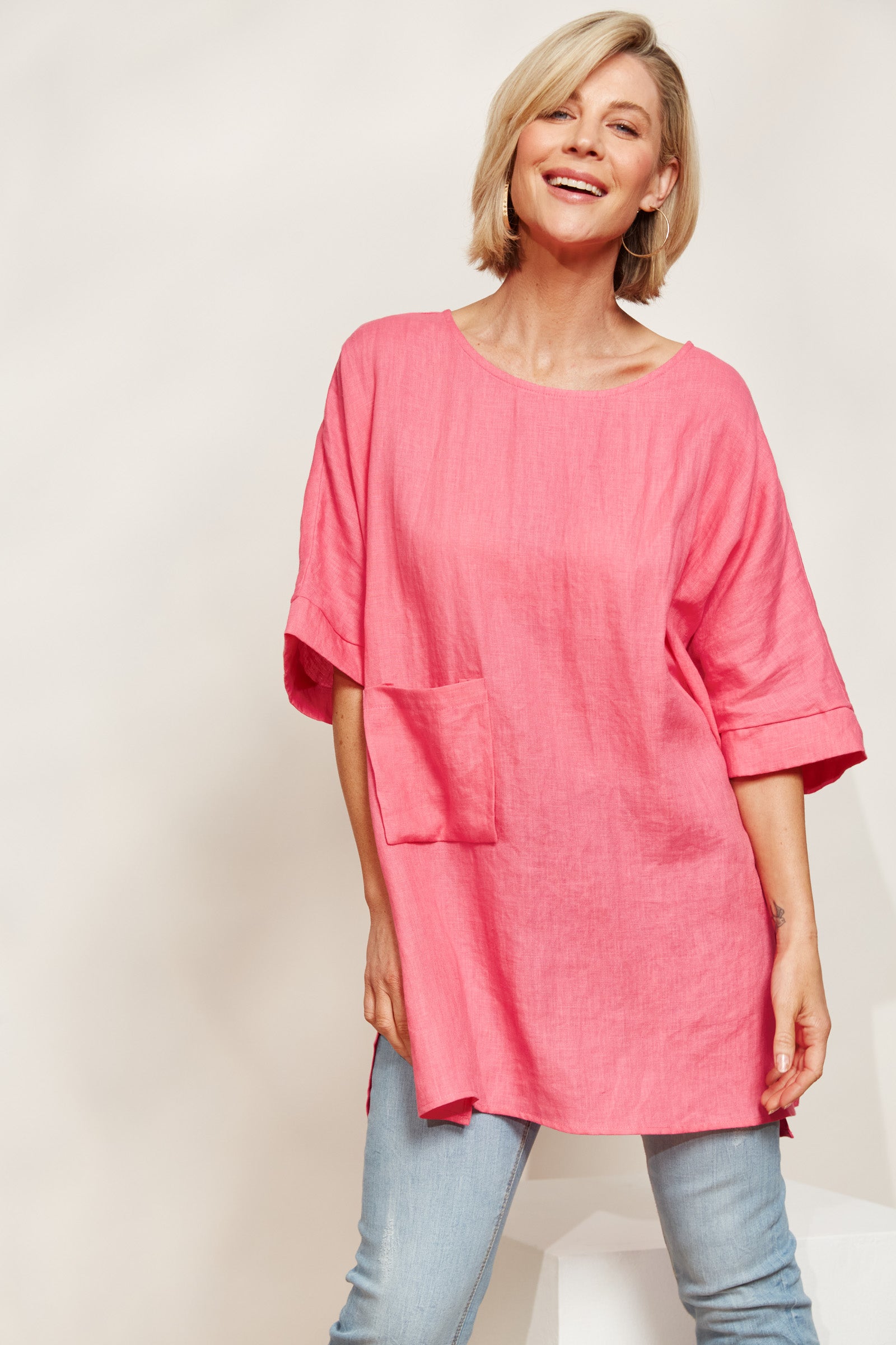 Halcyon Relaxed  Top - Musk - eb&ive Clothing - Top S/S Linen One Size