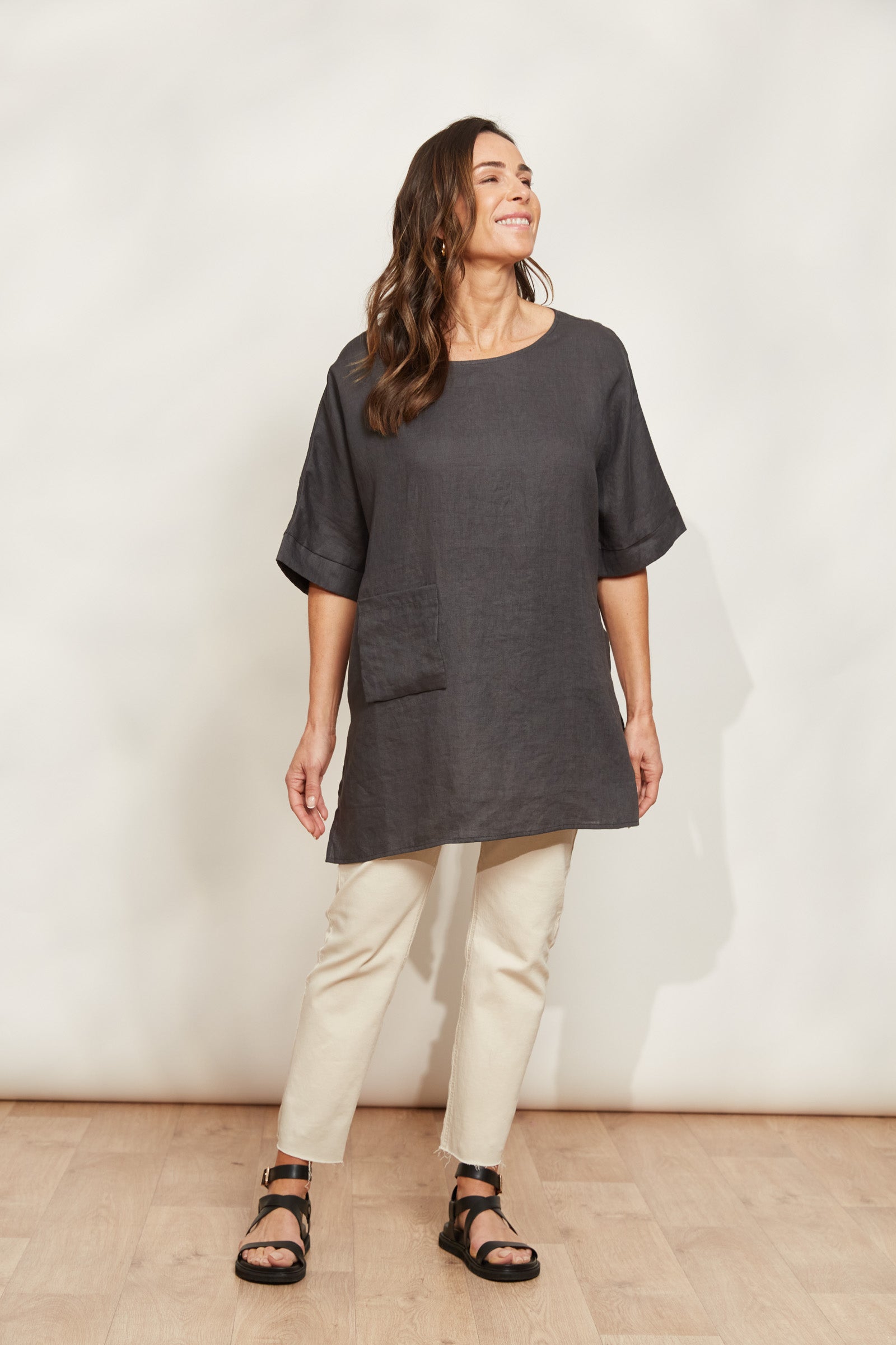 Halcyon Relaxed  Top - Oyster - eb&ive Clothing - Top S/S Linen One Size