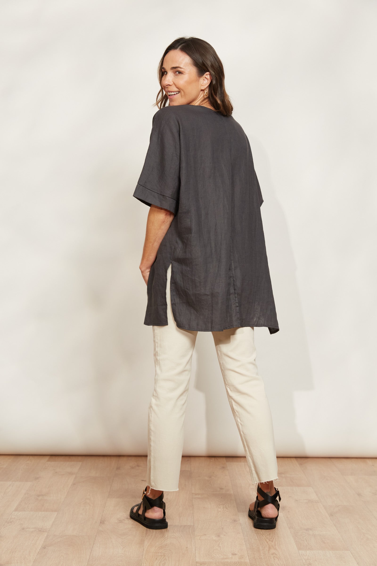 Halcyon Relaxed  Top - Oyster - eb&ive Clothing - Top S/S Linen One Size