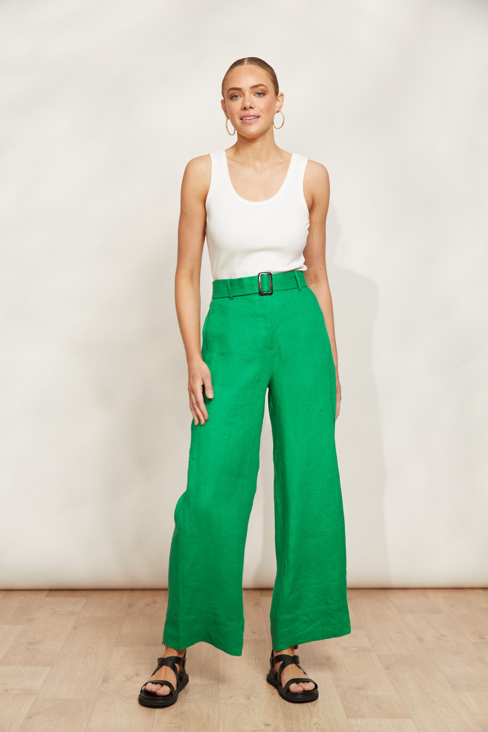 Halcyon Pant - Emerald - eb&ive Clothing - Pant Wide Linen