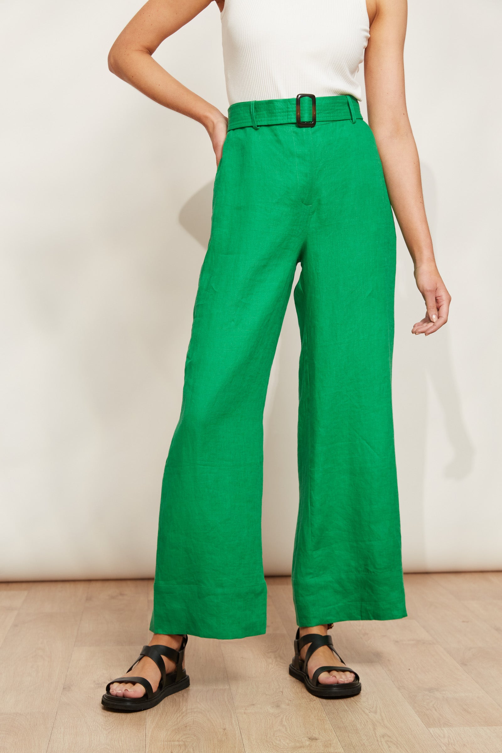 Halcyon Pant - Emerald - eb&ive Clothing - Pant Wide Linen