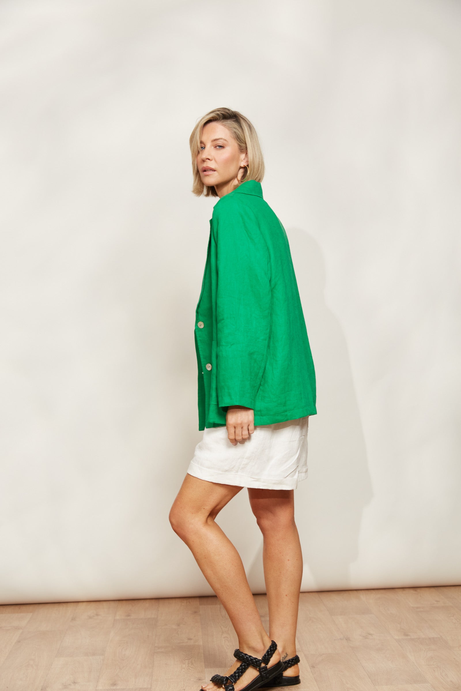 Halcyon Blazer - Emerald - eb&ive Clothing - Jacket Blazer Linen