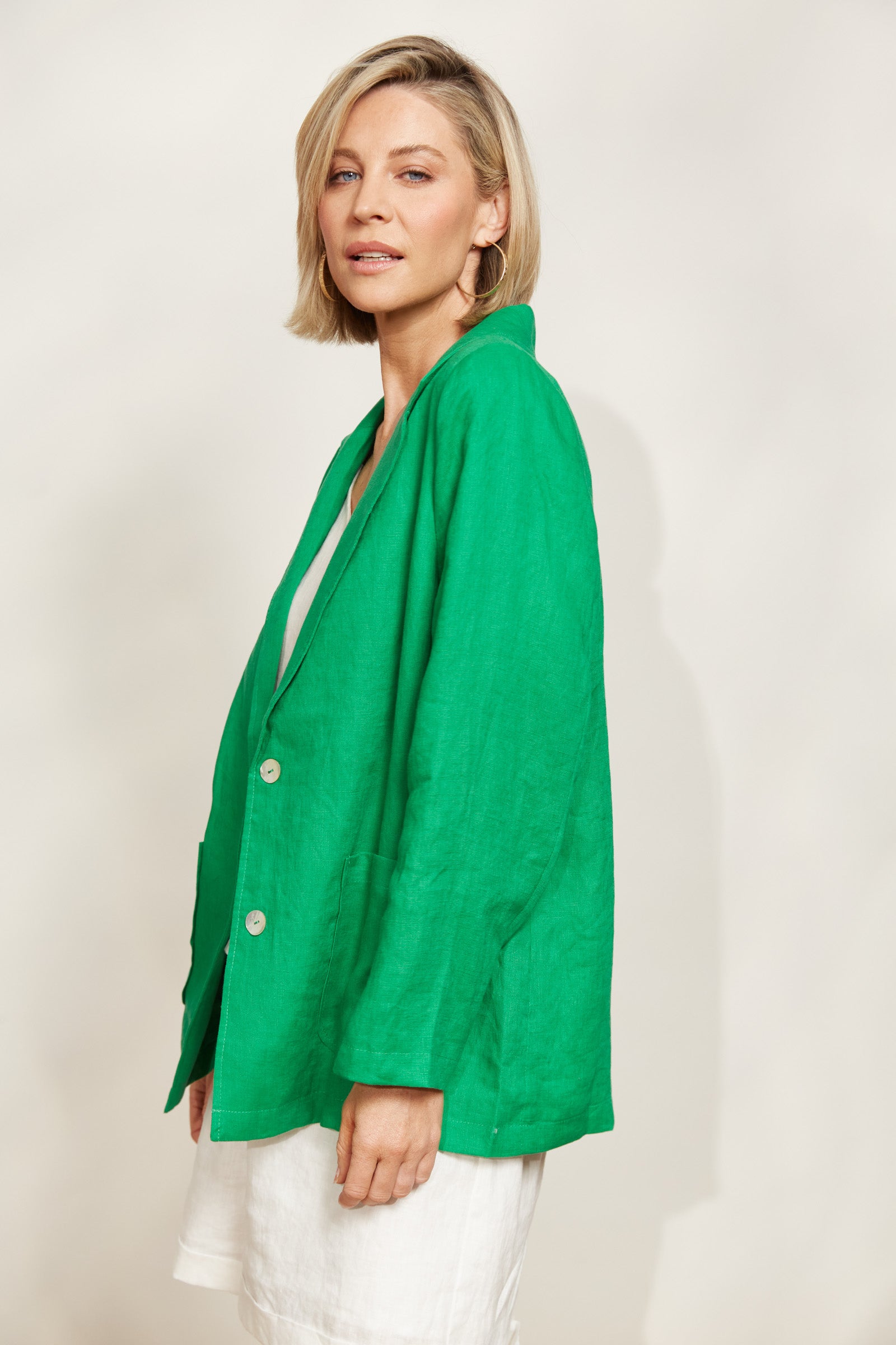 Halcyon Blazer - Emerald - eb&ive Clothing - Jacket Blazer Linen