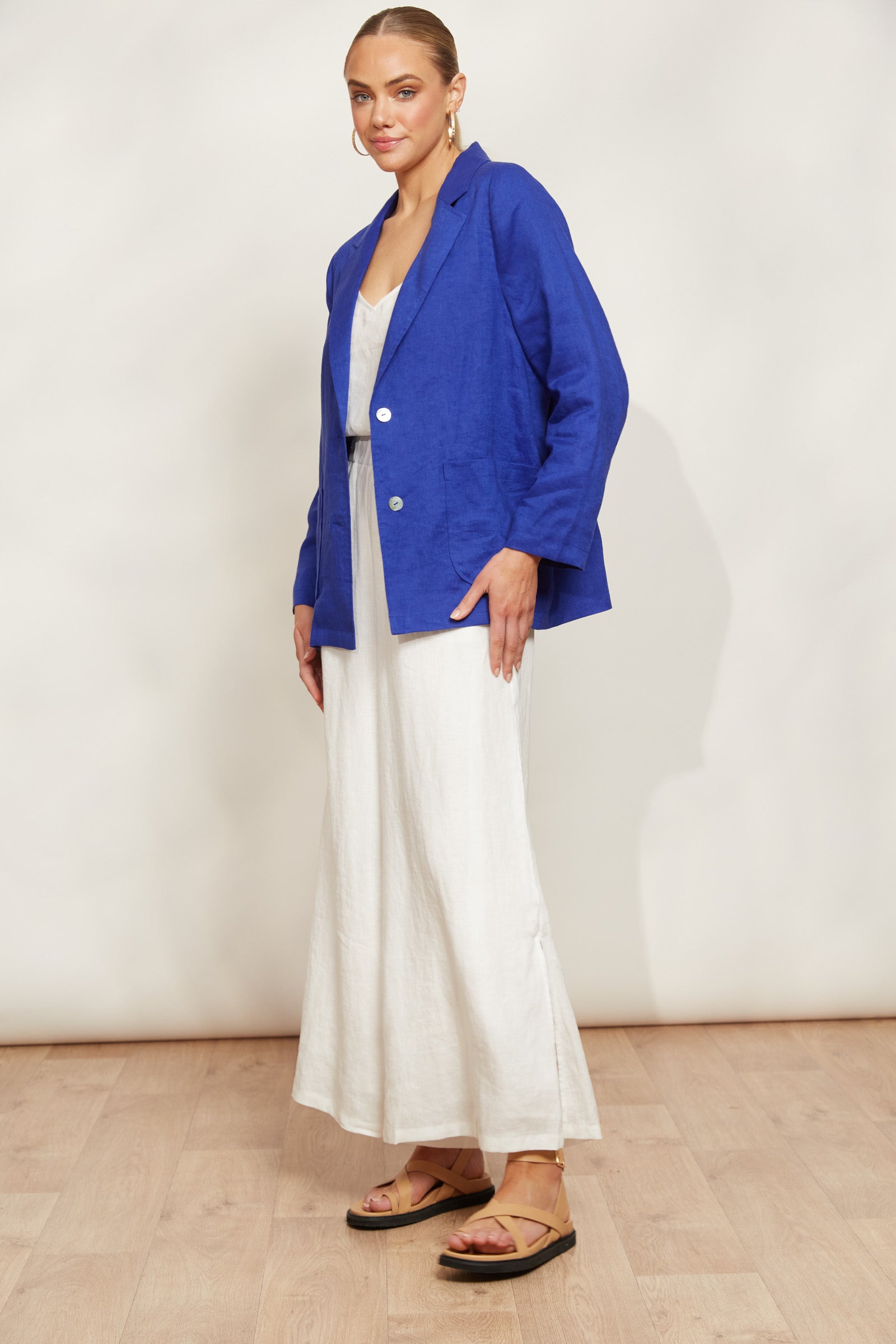 Halcyon Blazer - Cobalt - eb&ive Clothing - Jacket Blazer Linen