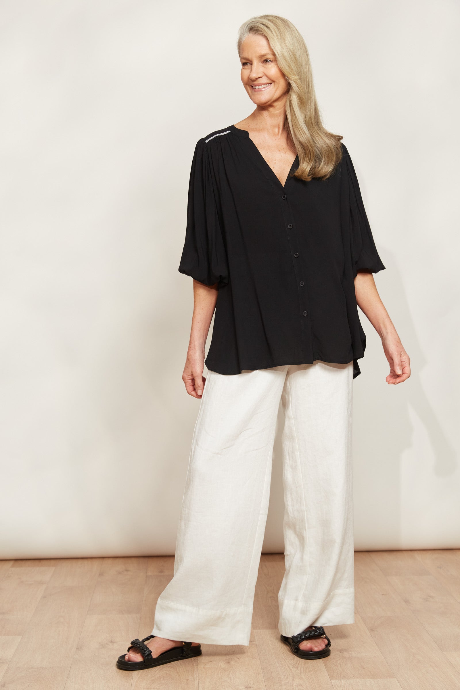 La Mer Relaxed Top - Sable - eb&ive Clothing - Top 3/4 Sleeve One Size