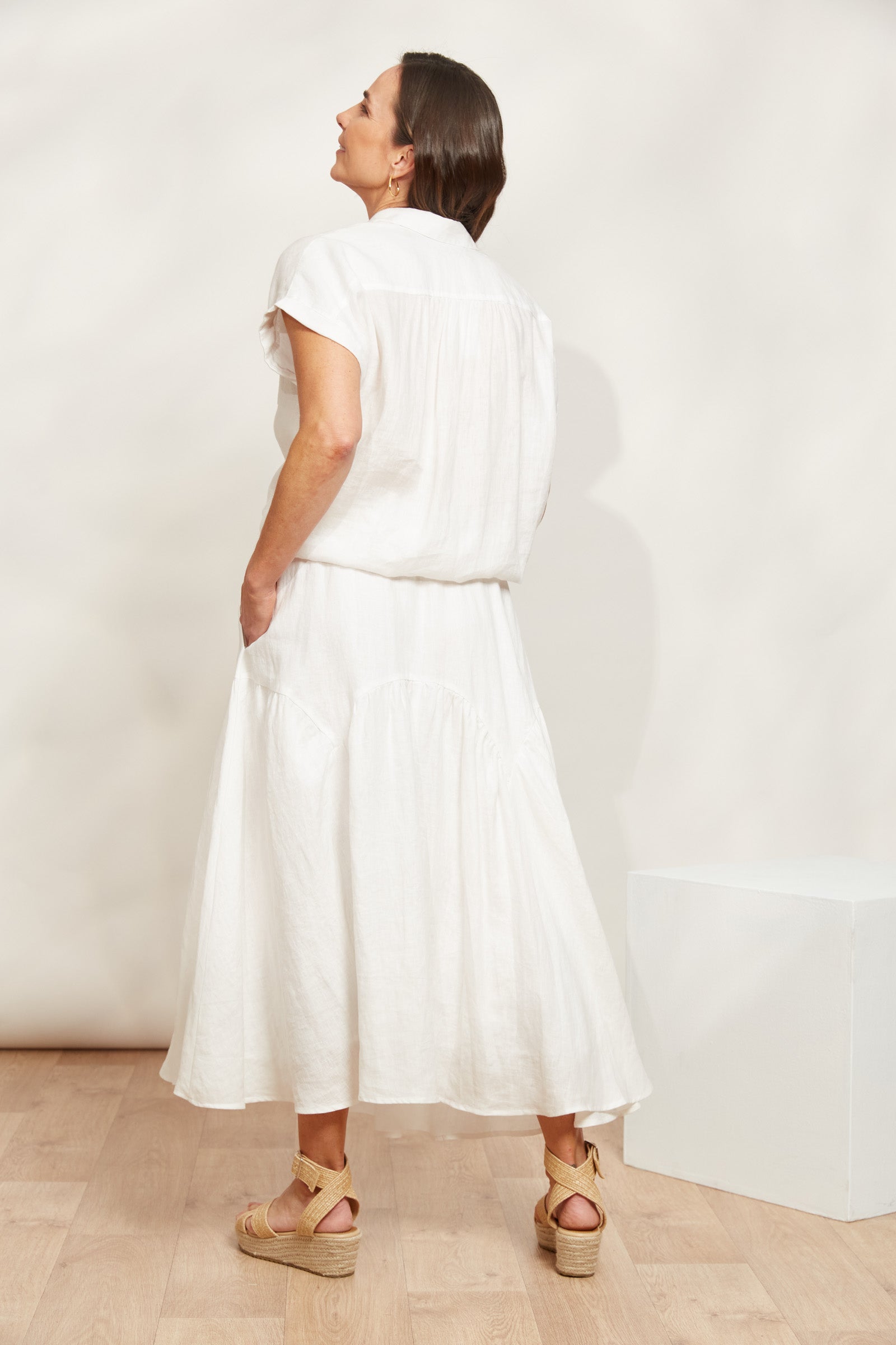 Halcyon Skirt - Opal - eb&ive Clothing - Skirt Mid Linen