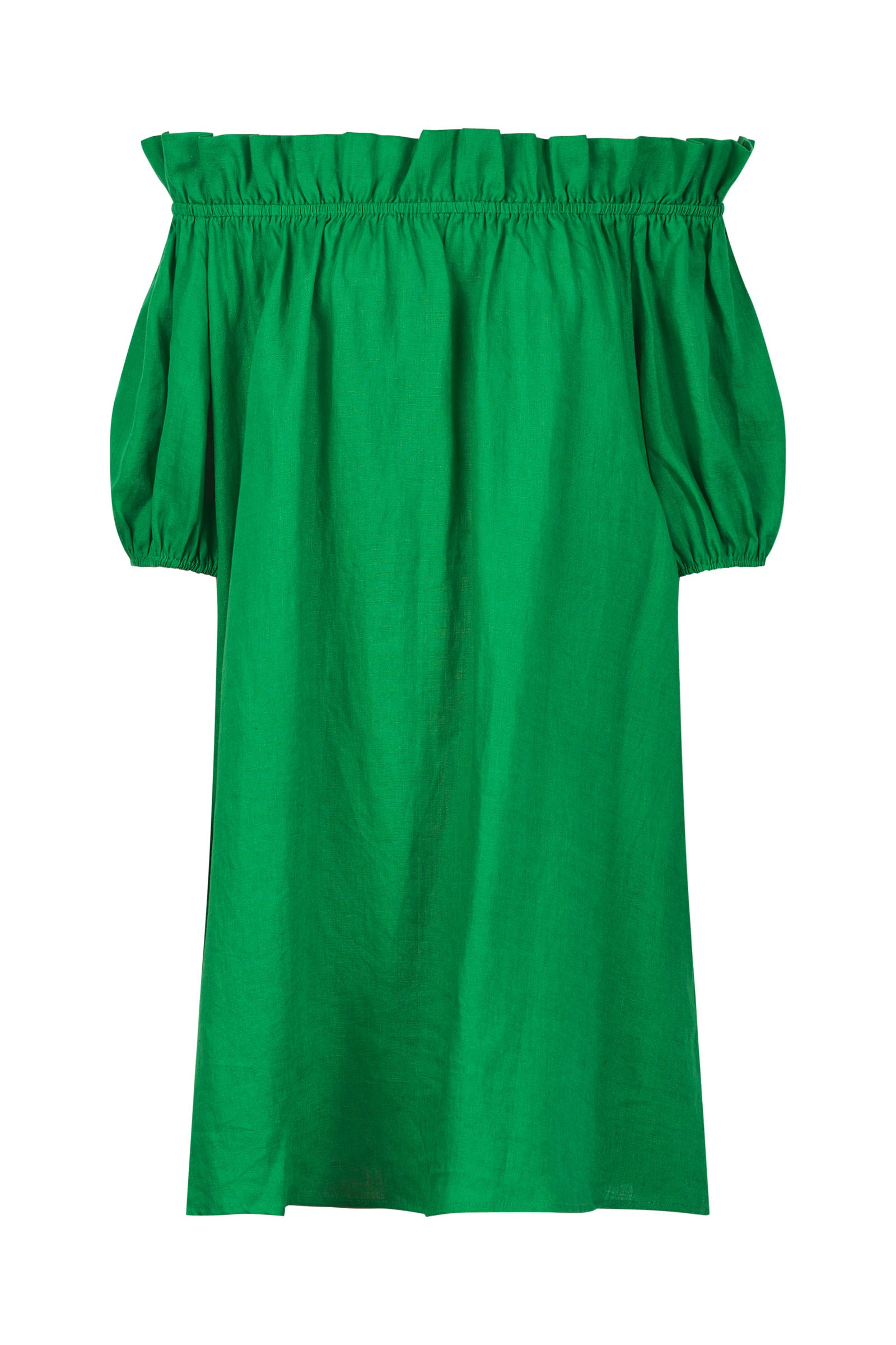 Halcyon Ruched Dress - Emerald - eb&ive Clothing - Dress Mid Linen