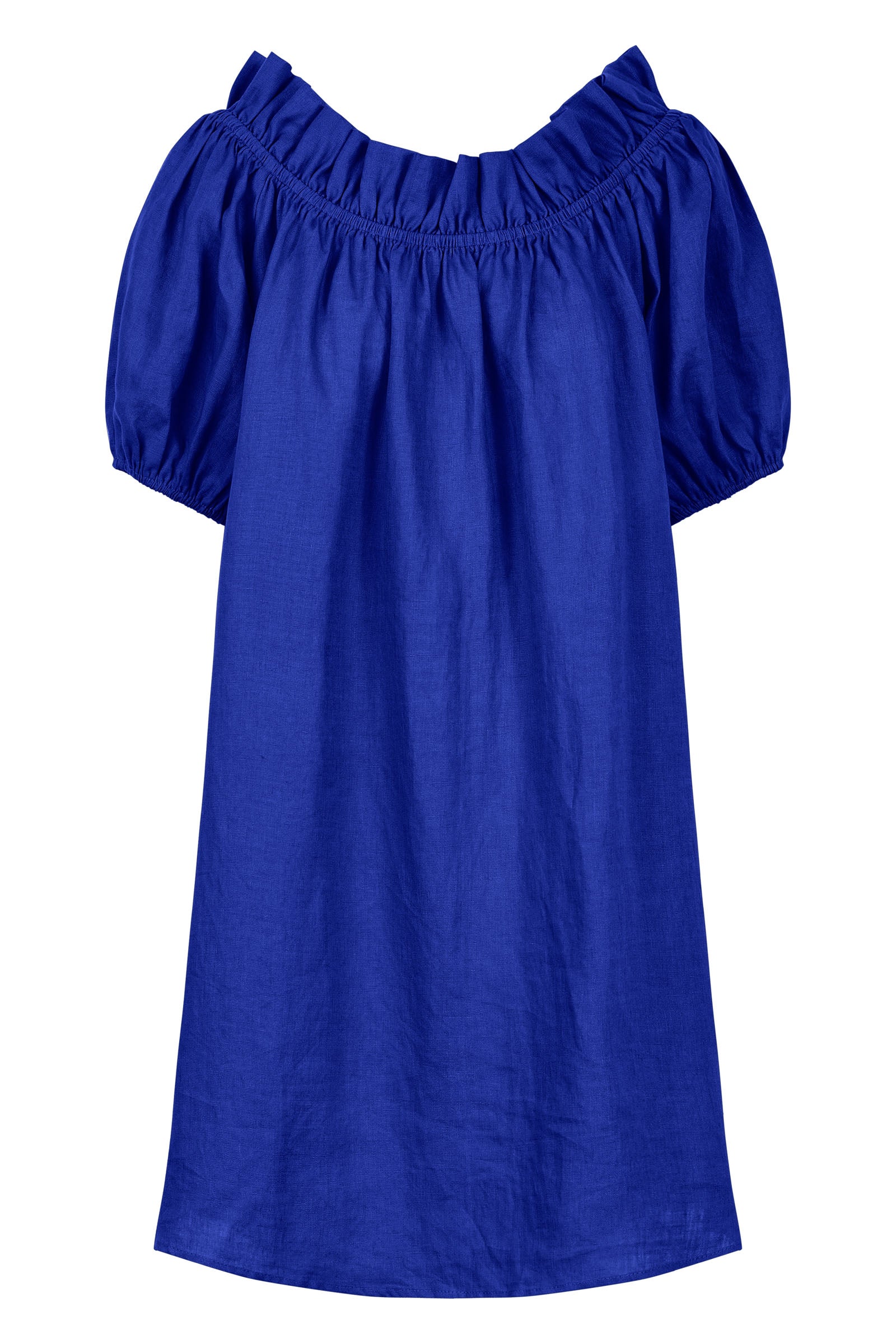 Halcyon Ruched Dress - Cobalt - eb&ive Clothing - Dress Mid Linen