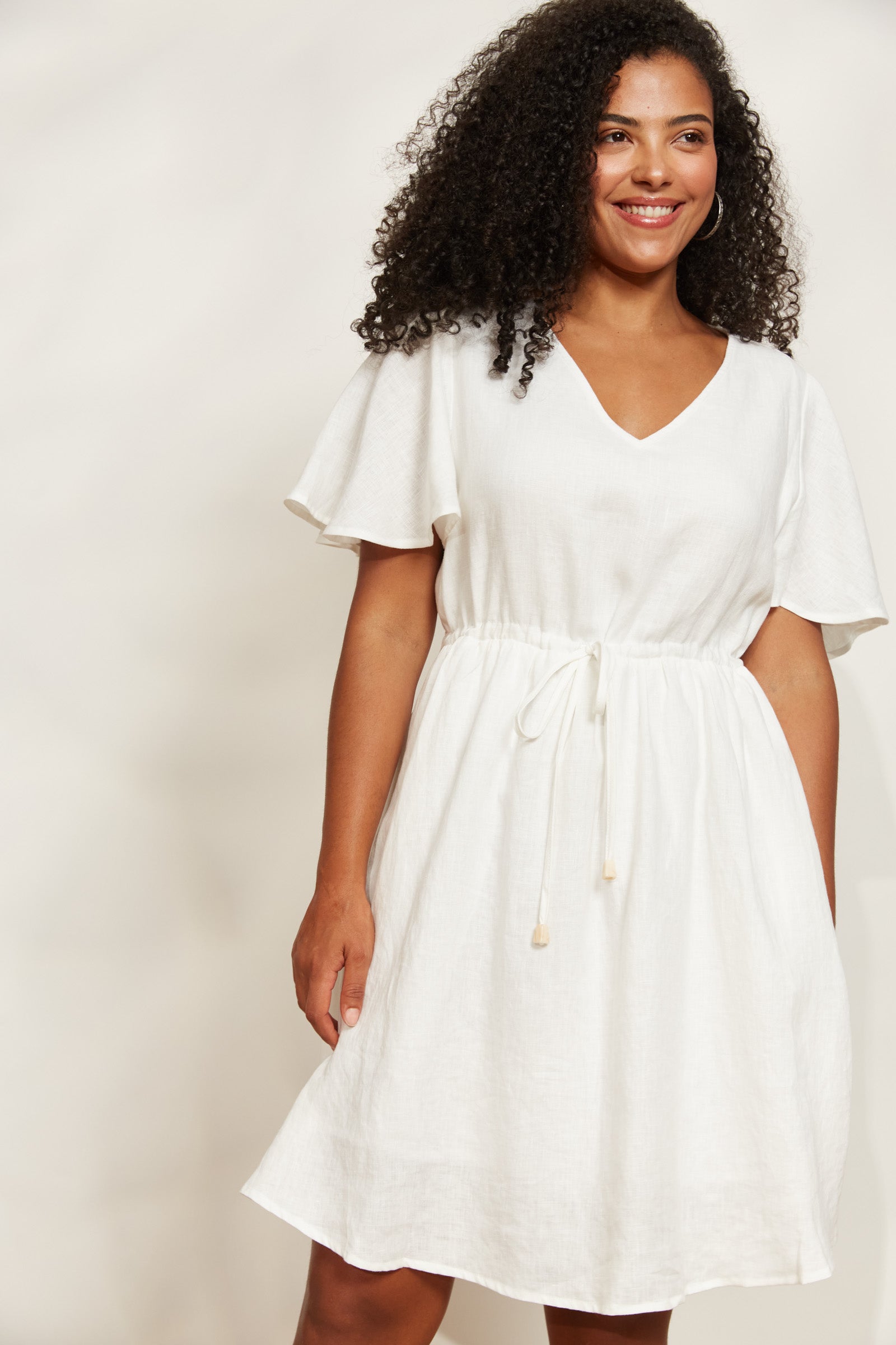 Halcyon Tie Dress - Opal - eb&ive Clothing - Dress Mid Linen