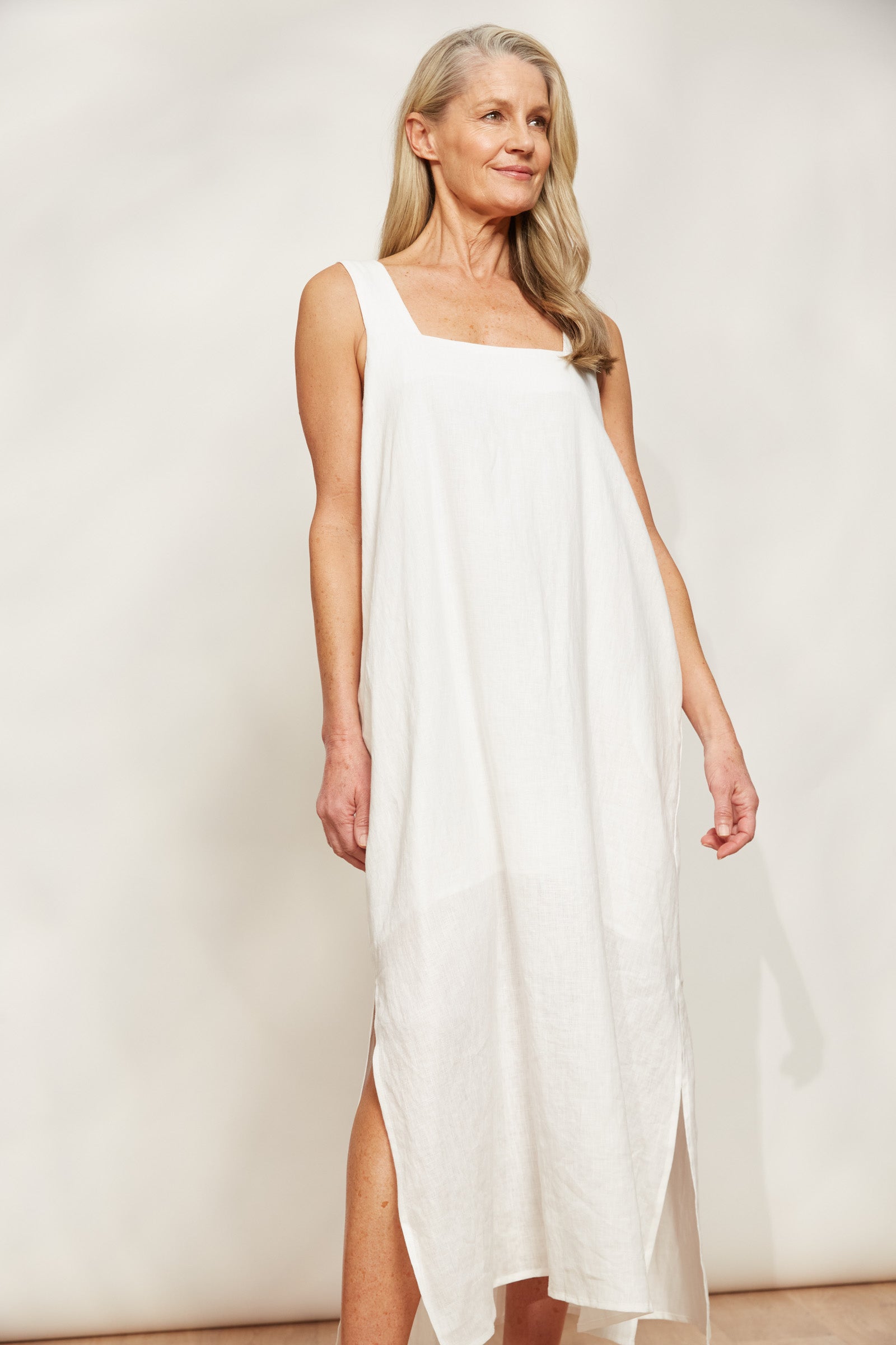 Halcyon Tank Dress - Opal - eb&ive Clothing - Dress Maxi Linen