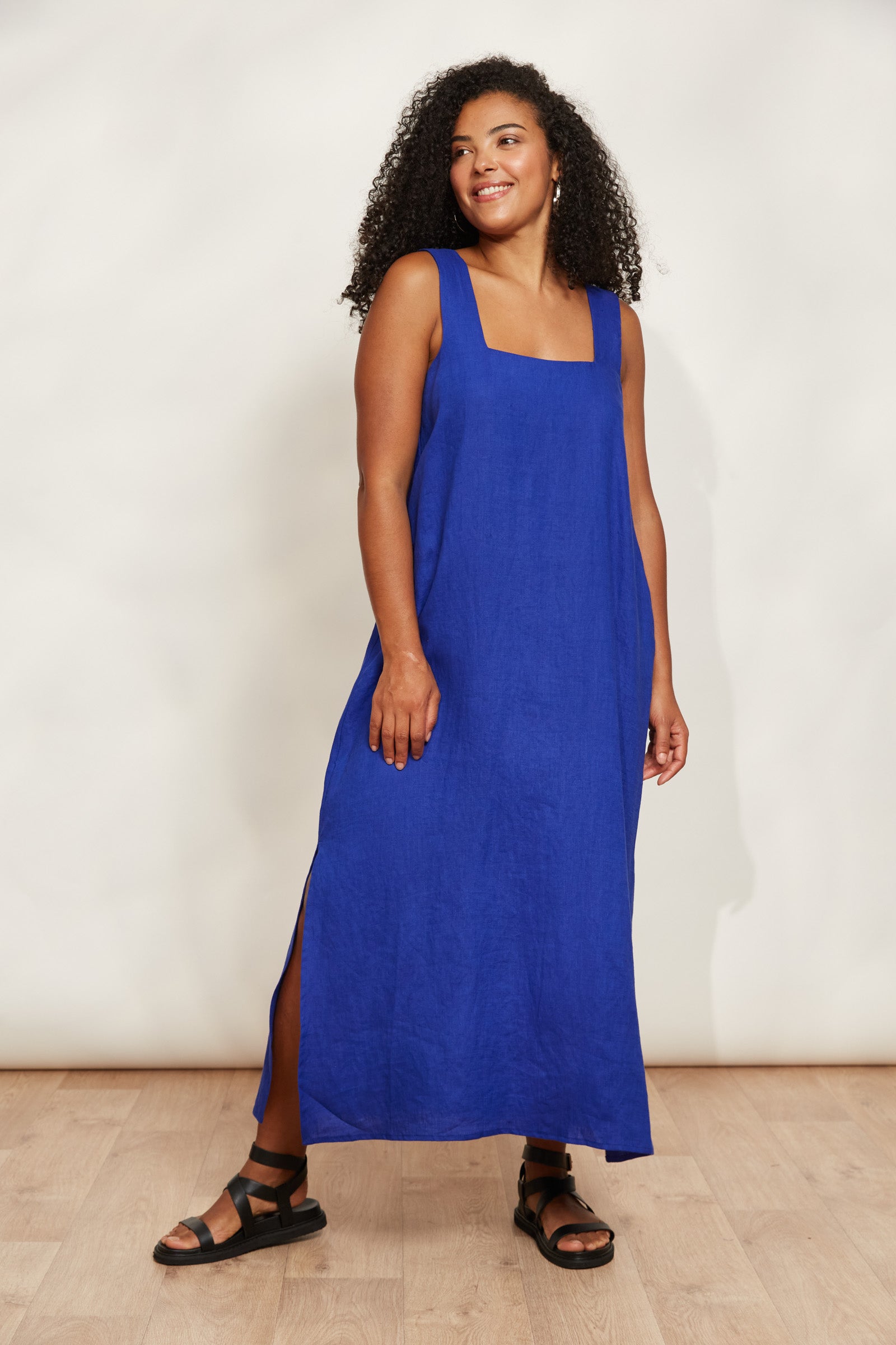 Halcyon Tank Dress - Cobalt - eb&ive Clothing - Dress Maxi Linen