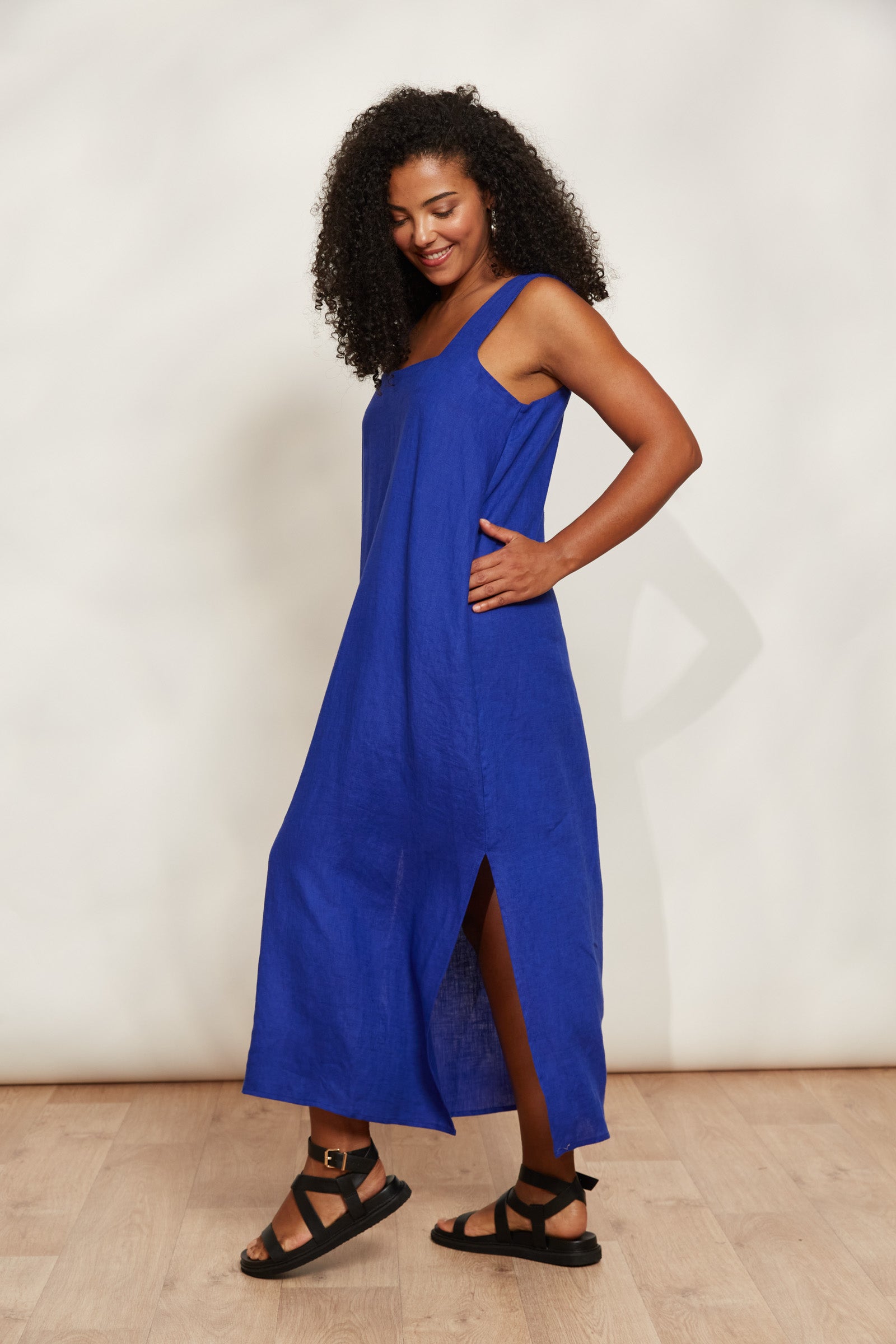 Halcyon Tank Dress - Cobalt - eb&ive Clothing - Dress Maxi Linen