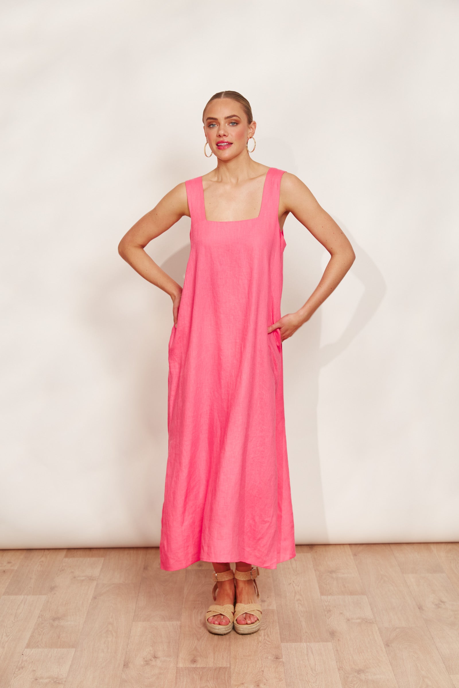 Halcyon Tank Dress - Musk - eb&ive Clothing - Dress Maxi Linen