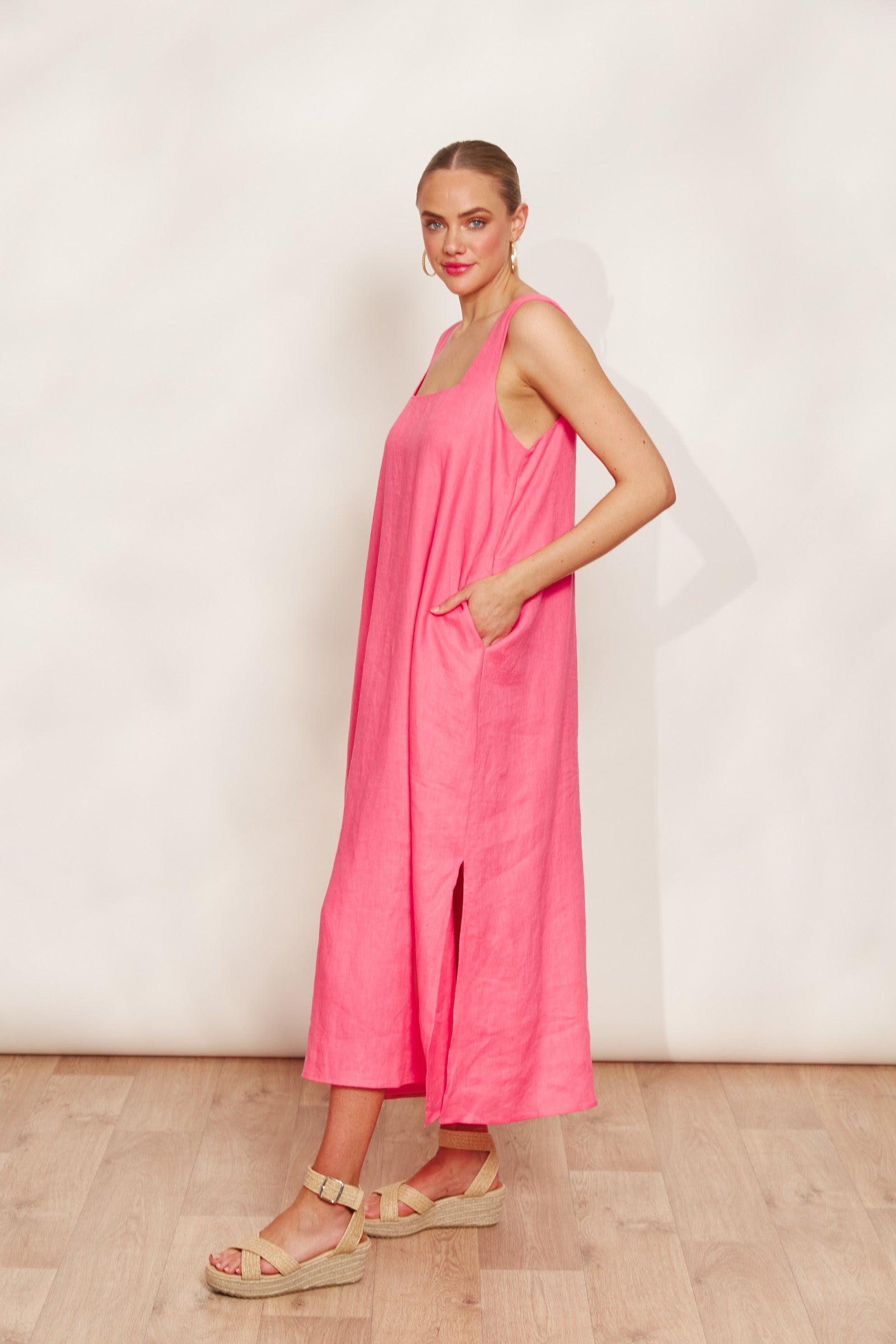 Halcyon Tank Dress - Musk - eb&ive Clothing - Dress Maxi Linen