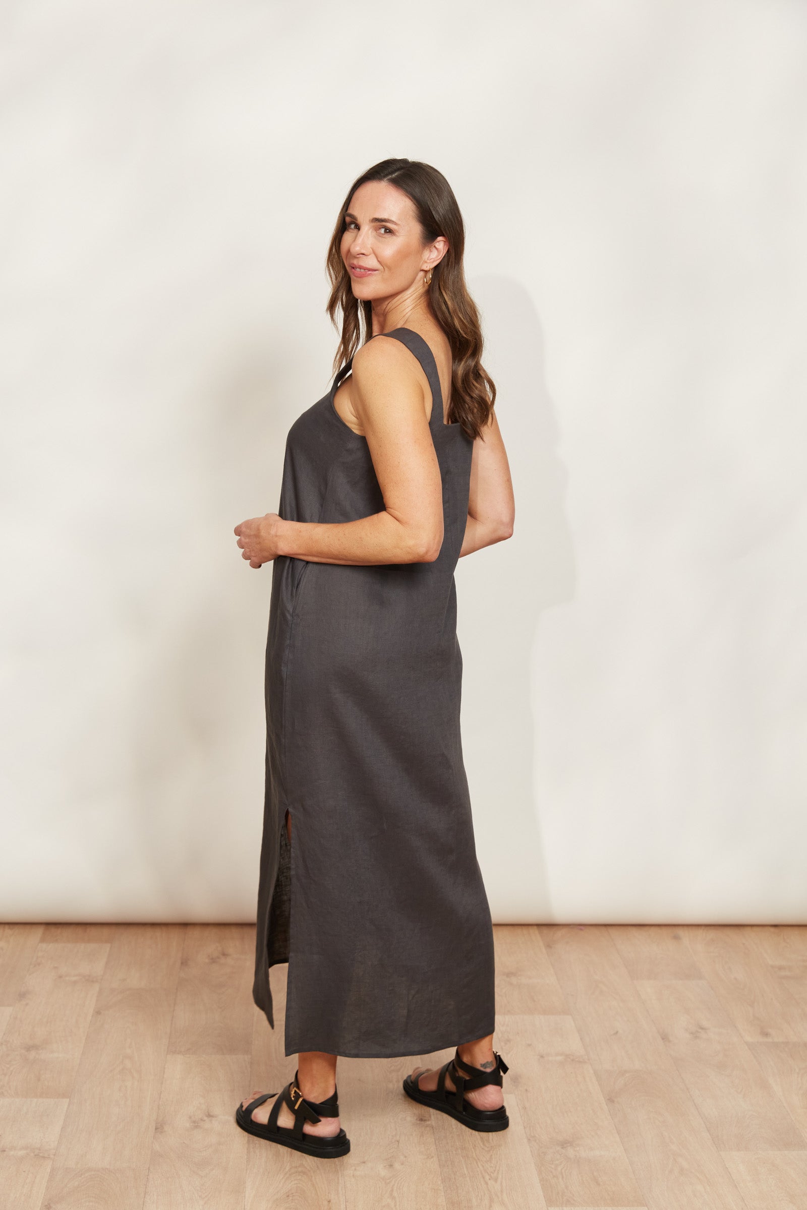 Halcyon Tank Dress - Oyster - eb&ive Clothing - Dress Maxi Linen