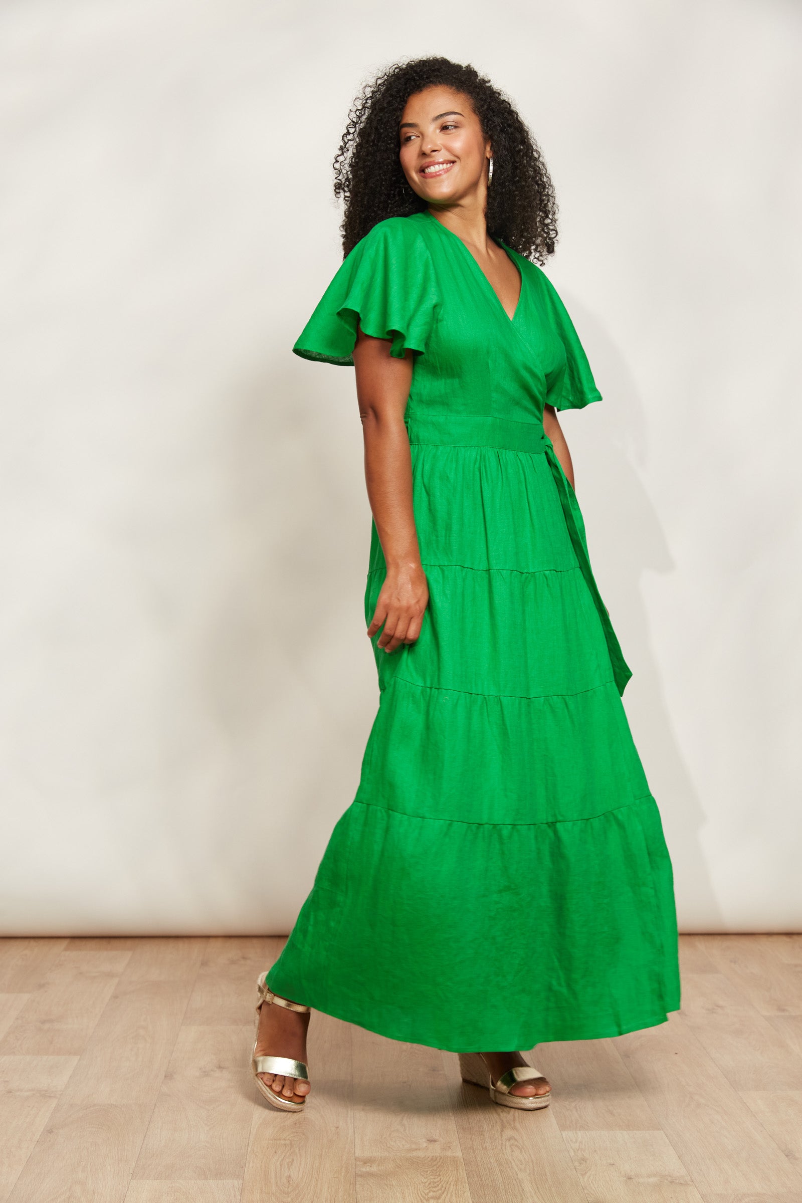 Halcyon Maxi Dress - Emerald - eb&ive Clothing - Dress Maxi Linen