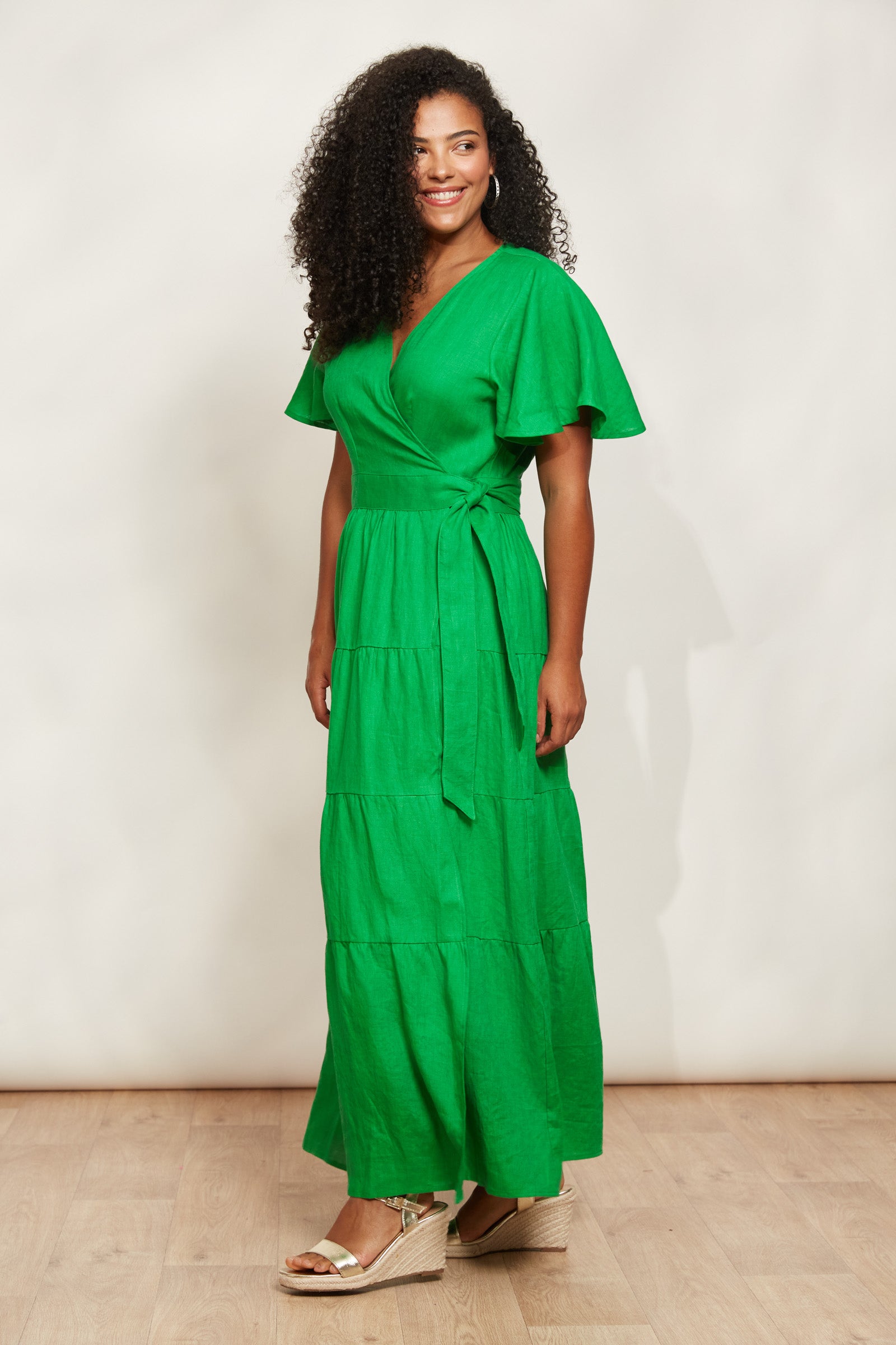 Halcyon Maxi Dress - Emerald - eb&ive Clothing - Dress Maxi Linen