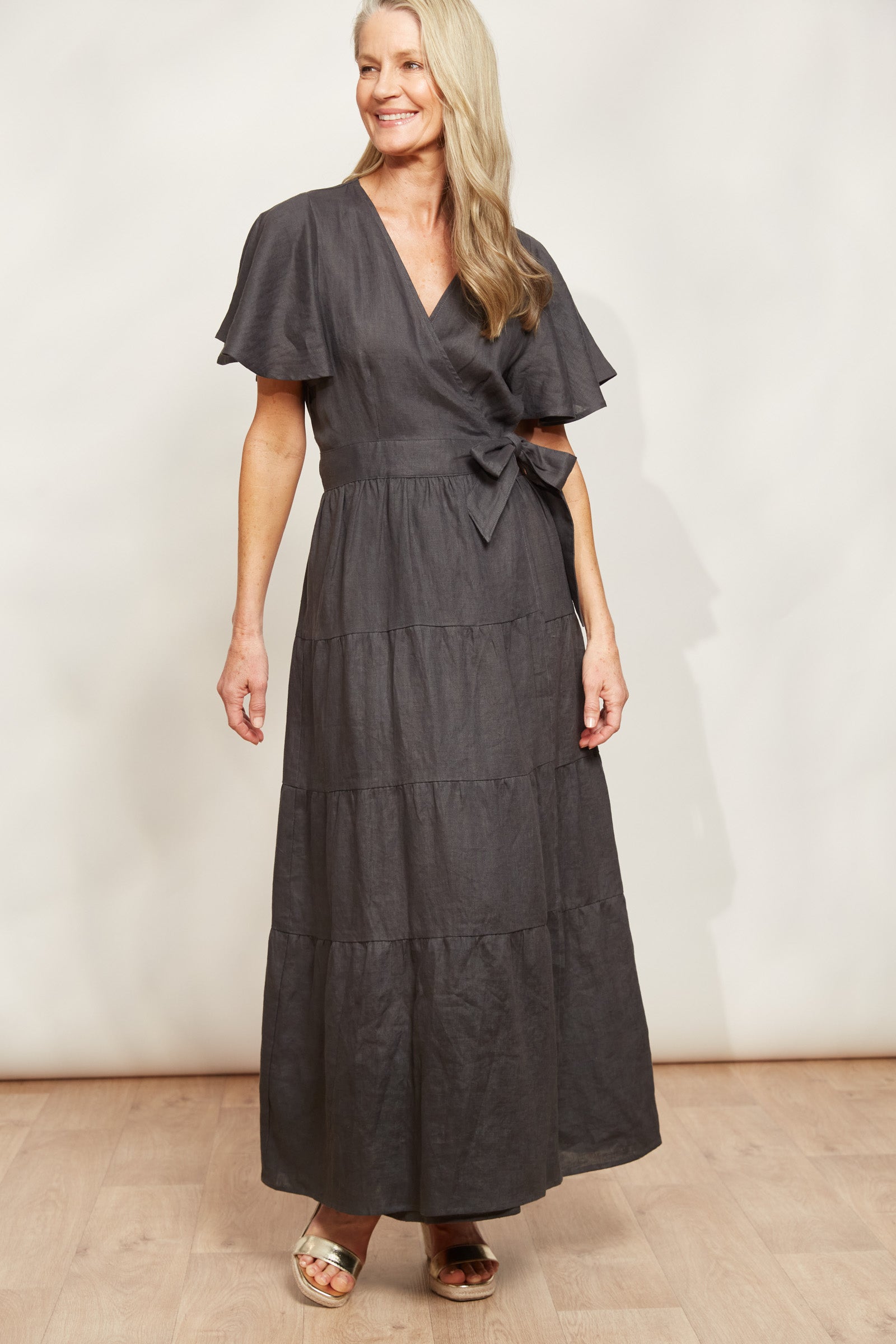 Halcyon Maxi Dress - Oyster - eb&ive Clothing - Dress Maxi Linen