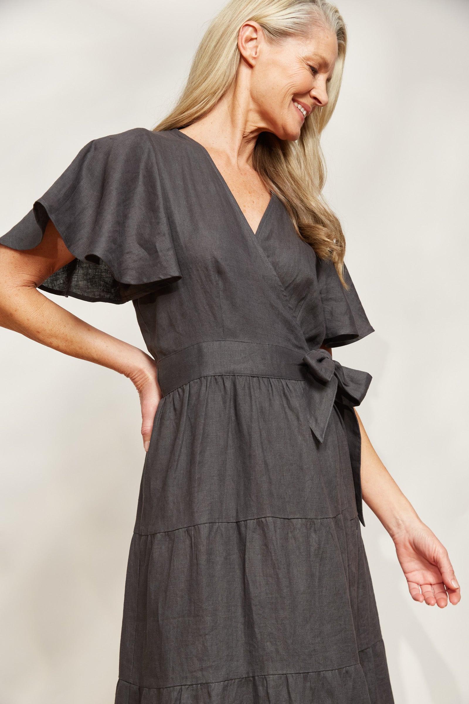 Halcyon Maxi Dress - Oyster - eb&ive Clothing - Dress Maxi Linen