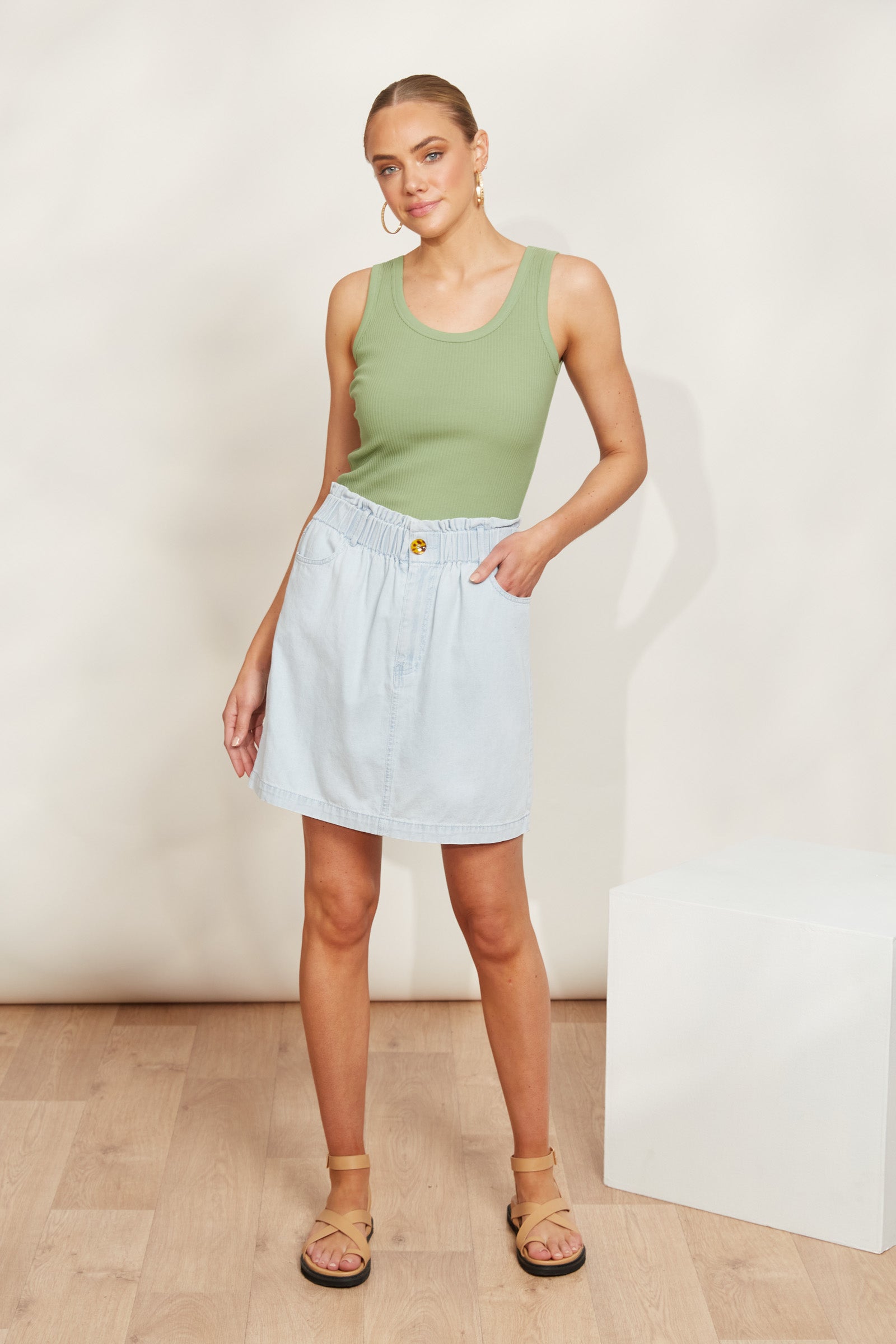 Playa Mini Skirt - Capri - eb&ive Clothing - Denim Skirt Mini