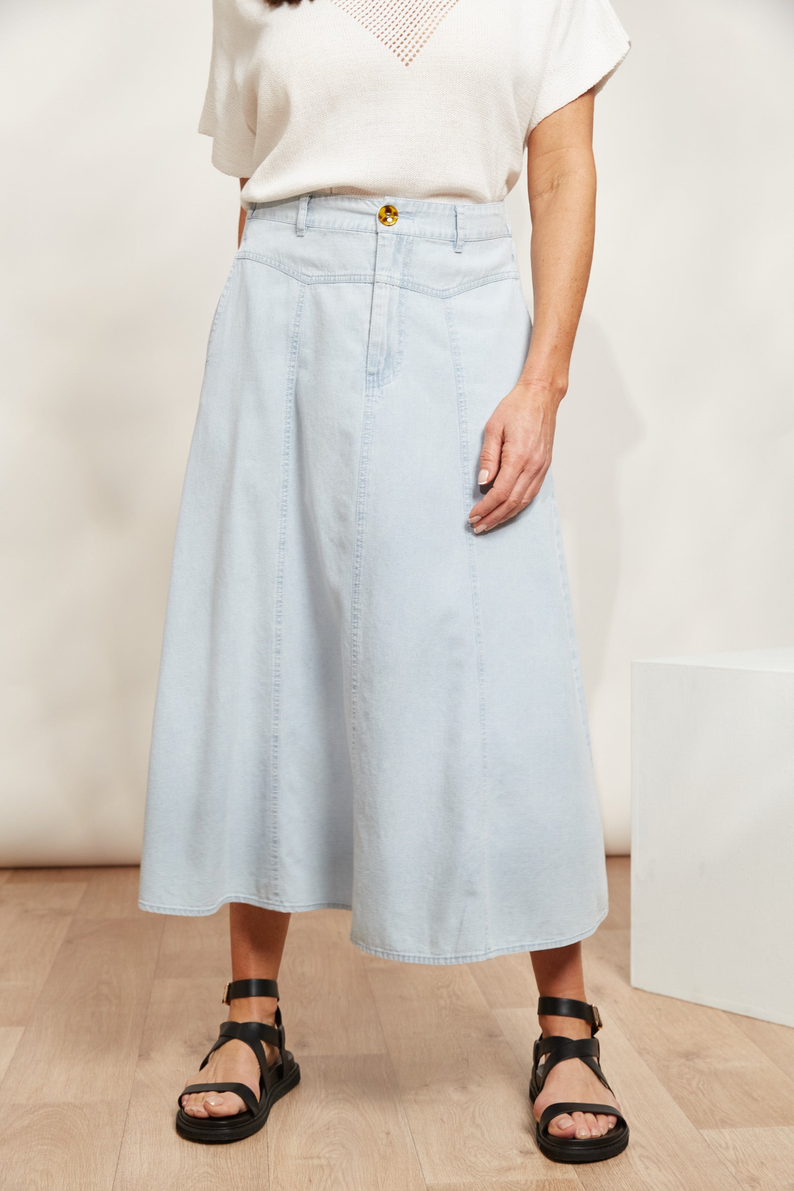 Playa Midi Skirt - Capri - eb&ive Clothing - Denim Skirt Mid