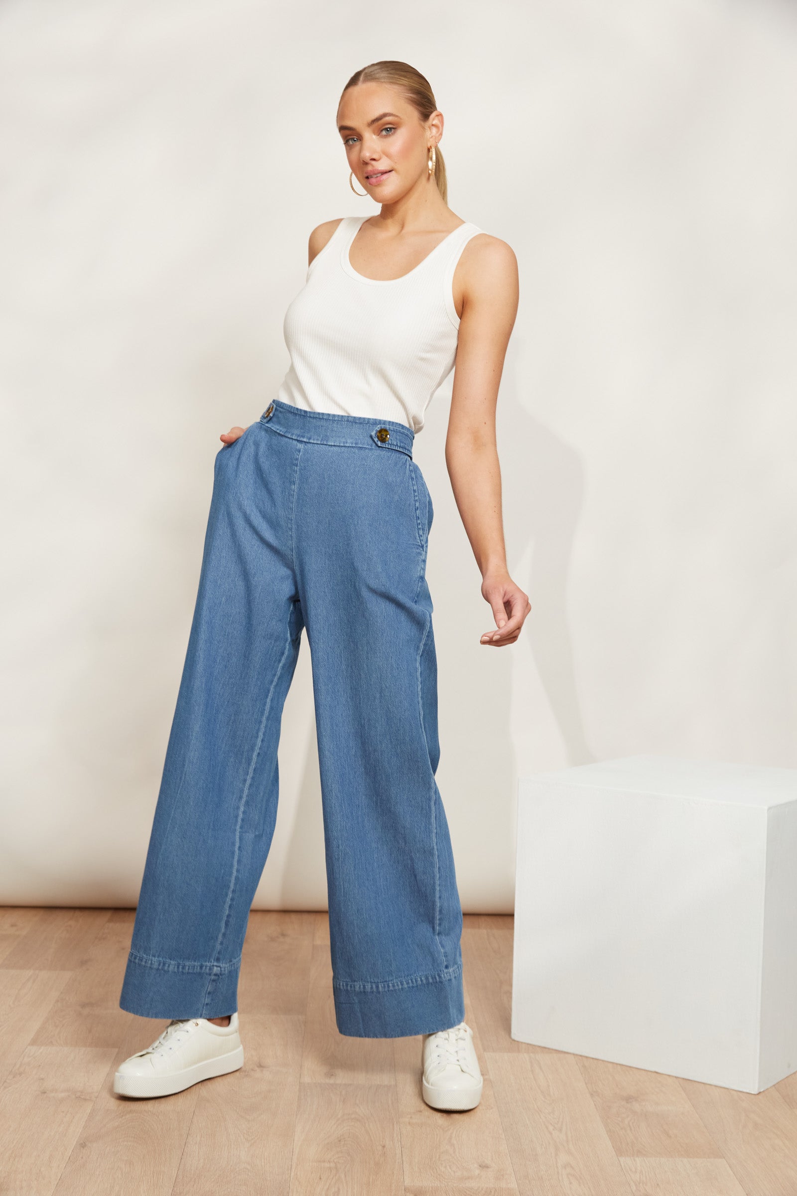 Playa Pant - Denim - eb&ive Clothing - Denim Jean Wide Leg