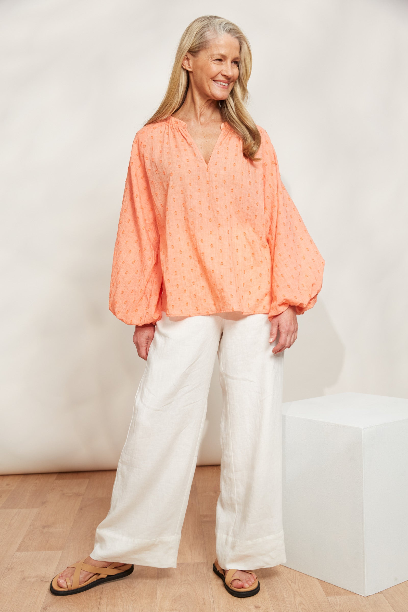 Zephyr Blouse - Papaya - eb&ive Clothing - Top L/S